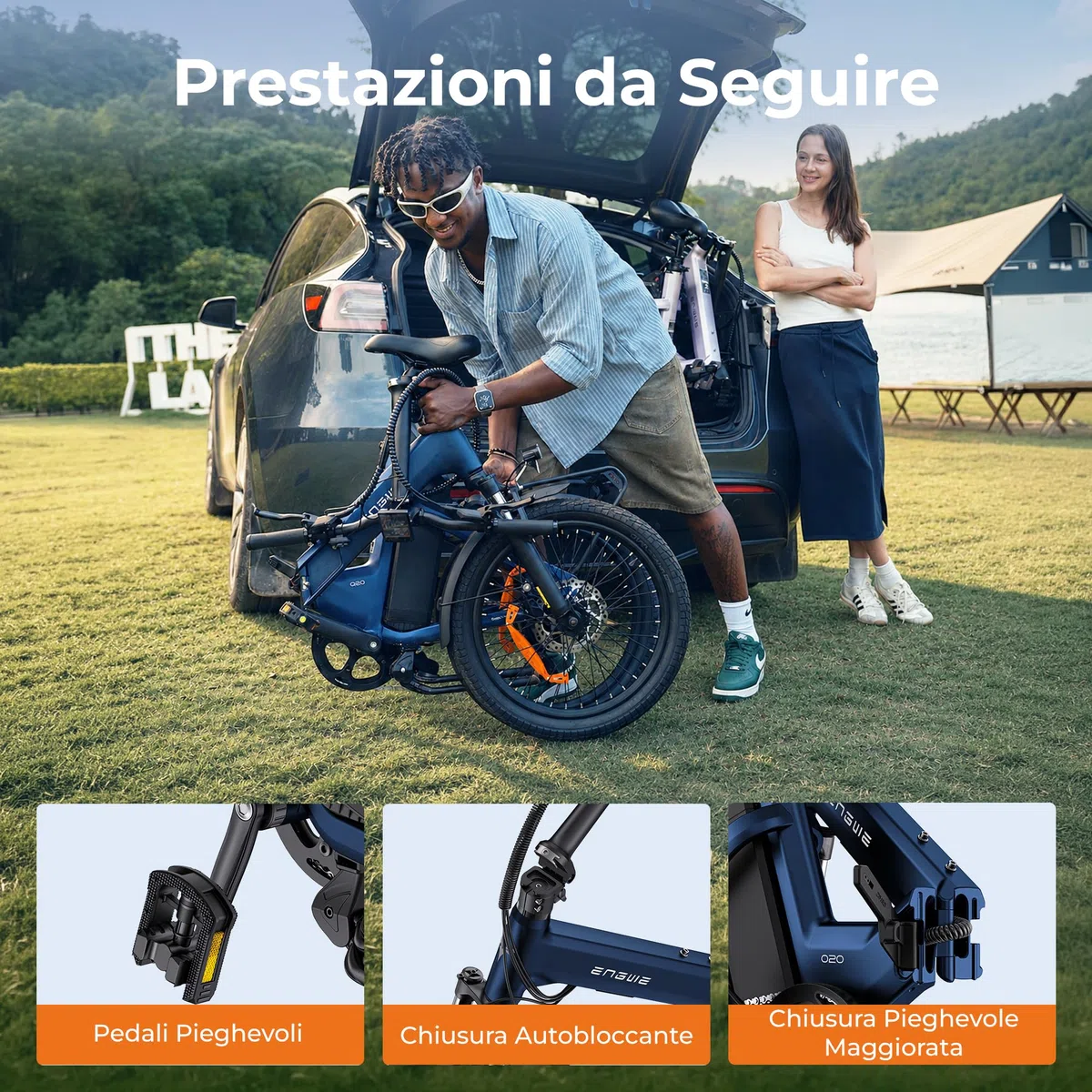 ENGWE O20 Boost Bicicletta Elettrica Pieghevole | 48V 15Ah Batteria, Ricarica Rapida in 3.5 ore e Protezione Della Batteria Tramite BMS, Sensore di Coppia, Coppia di 75 Nm