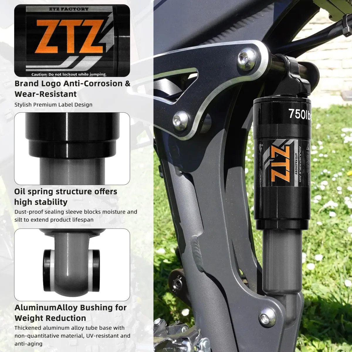 MTB Rear Shock Absorber 120/125/150/165/185/190/200mm, Bicycle Rear Suspension for MTB, Mountain Touring Bike,Downhill Bike, Electric Scooter