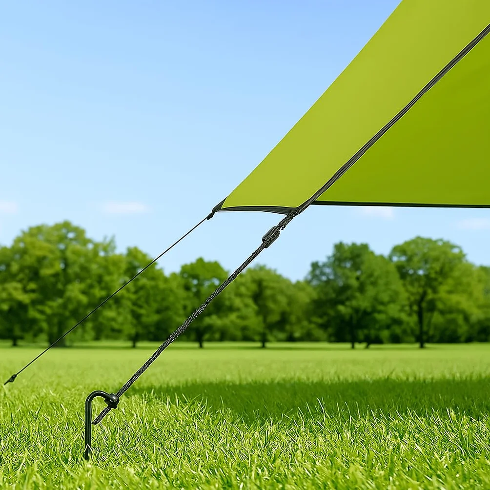 BERGER | Tenda Sole Spiaggia Portatile 2x3 Metri - Telo Ombra Protezione UV UPF 50+, Impermeabile per Mare, Picnic, Pesca e Campeggio, Tendalino da Spiaggia con Corde e Pali - Tarp Verde