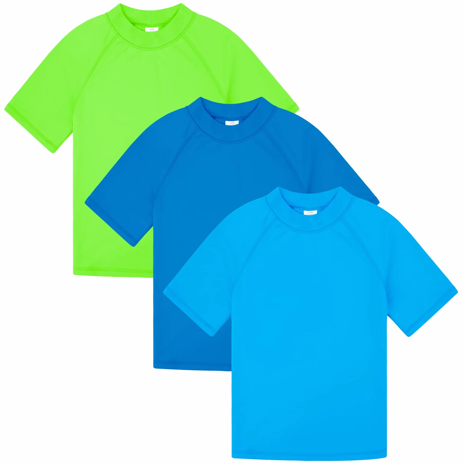 BIG ELEPHANT Rashguard a Maniche Corte per Bambini UPF 50+ Protezione Solare Costumi da Bagno (Pacco da 3)