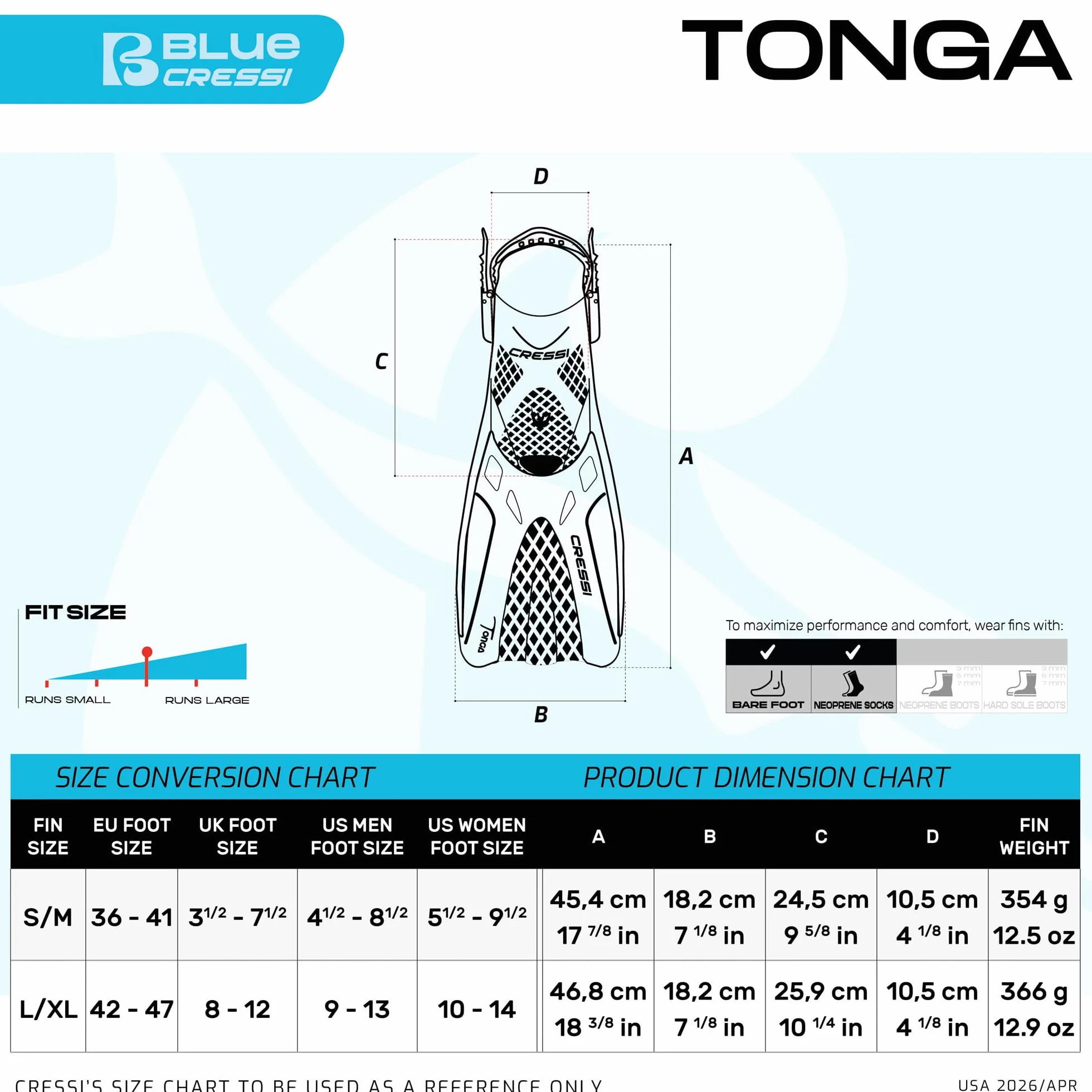 CRESSI Tonga Fins Set - Regolabili Scarpetta Aperta Pinne Corte Leggere