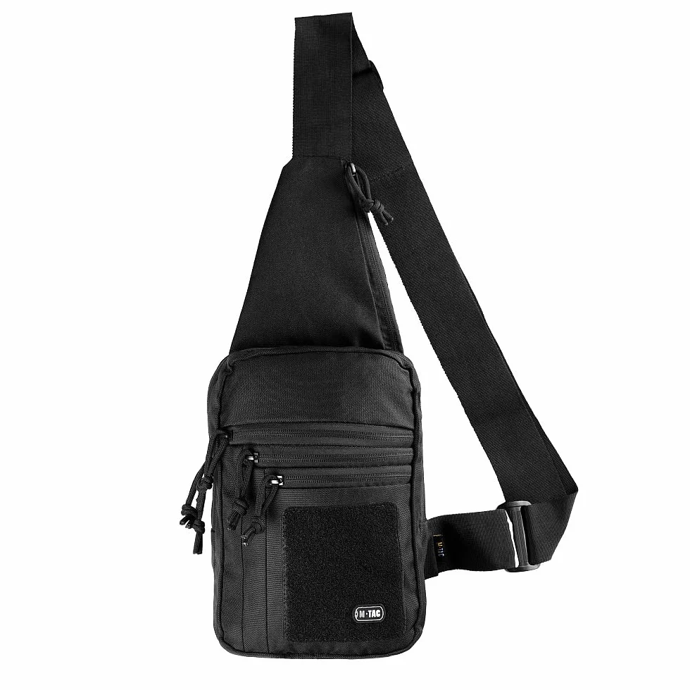 M-Tac EDC Fondina per pistola borsa a tracolla nera 5 scomparti universale