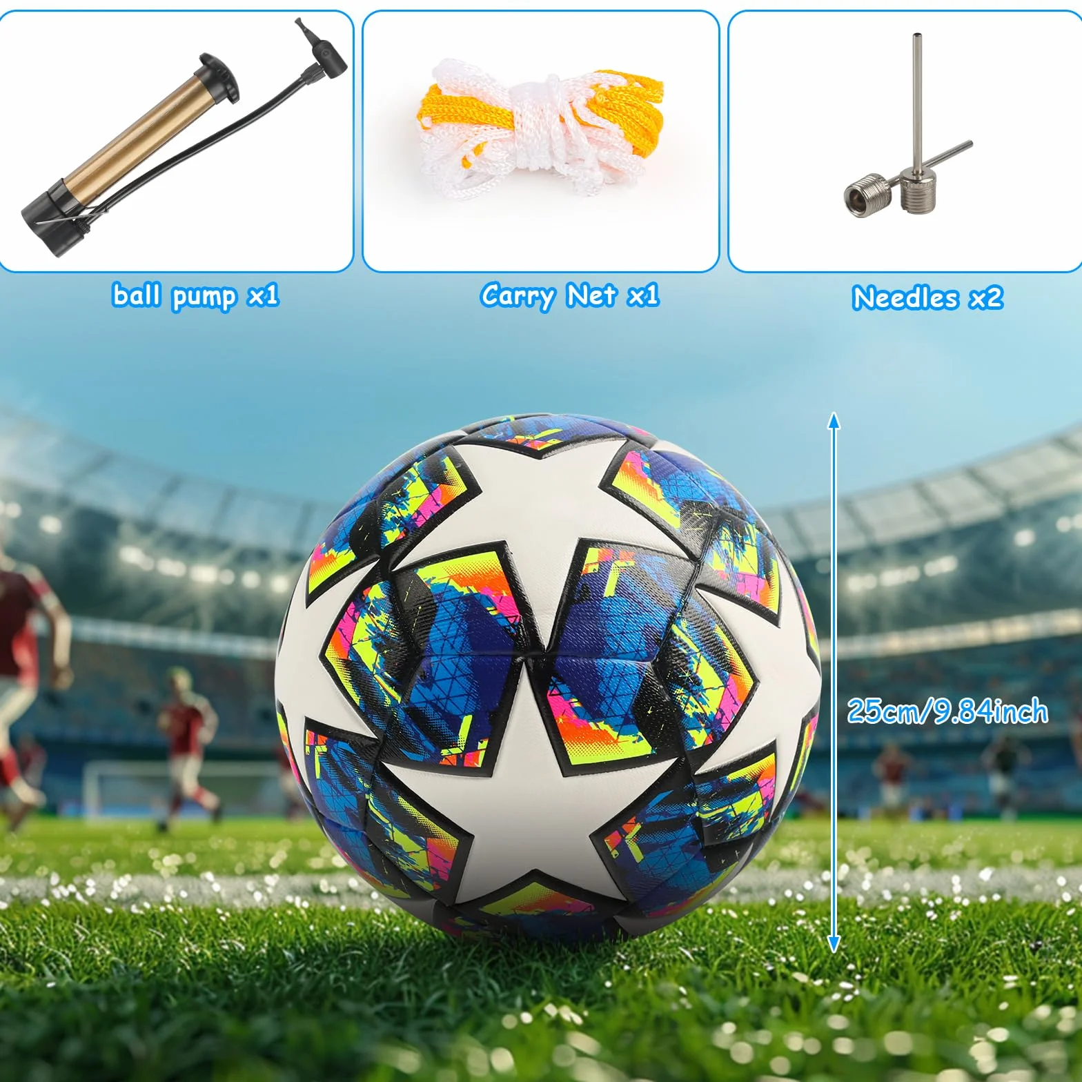 Pallone Da Calcio Champions Taglia 5 con Pompa per Bambini e Adulti