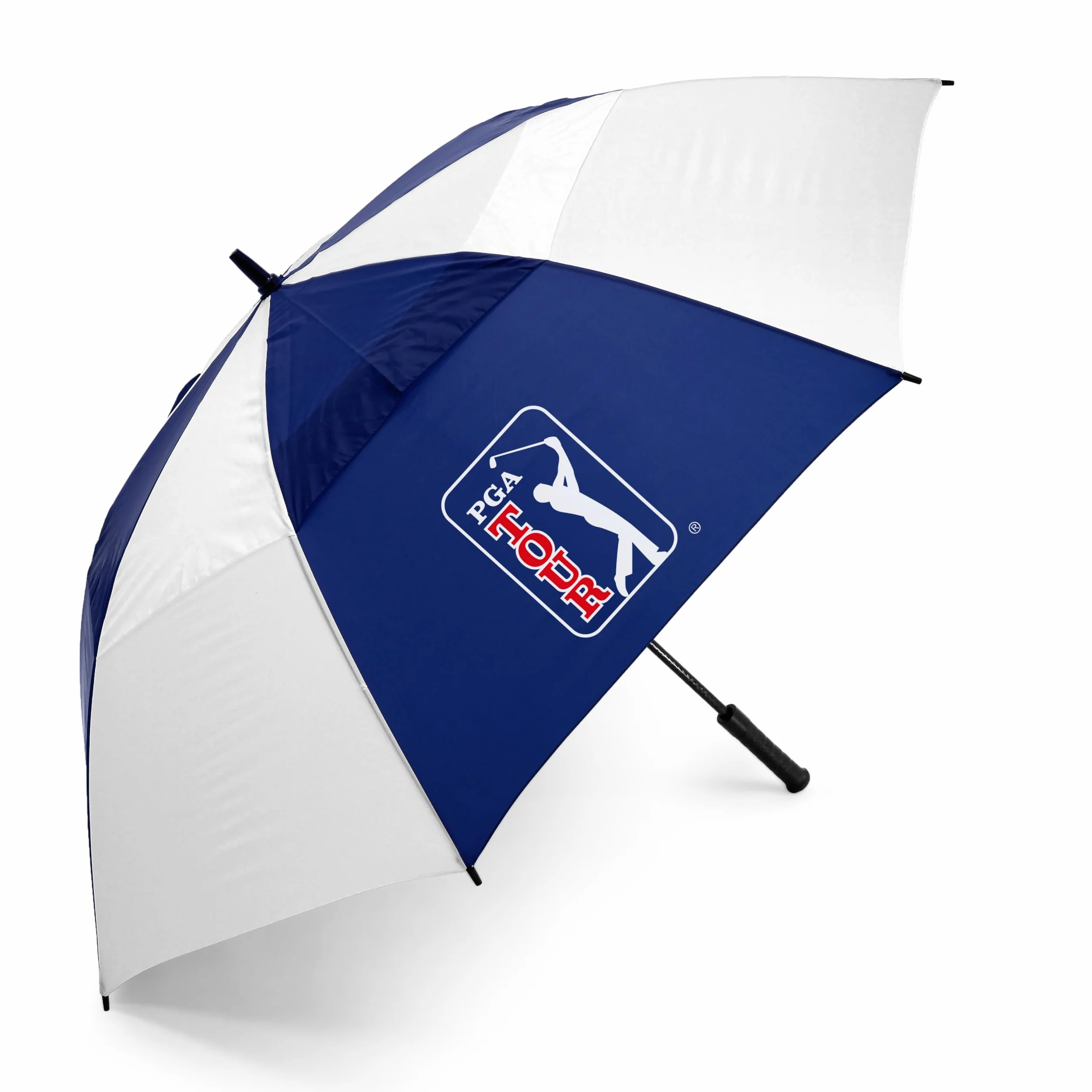 PGA TOUR 62-Inch Golf Umbrella Windproof Double Canopy Auto Open Fibreglass Shaft