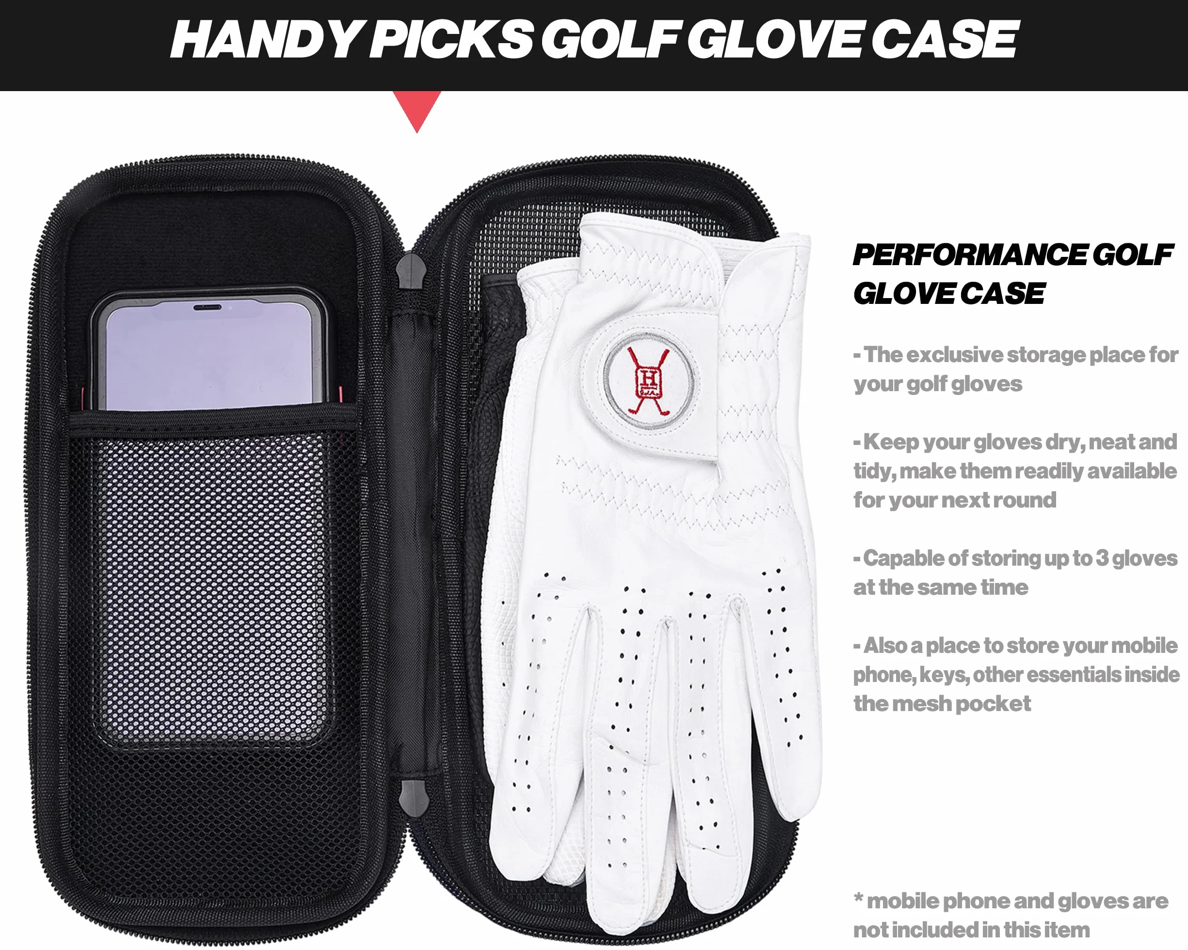 Handy Picks Custodia per Guanti da Golf ad Alte Prestazioni, Protegge e Mantiene i Guanti da Golf Puliti e Asciutti, Aria che Scorre Attraverso la Copertura Posteriore