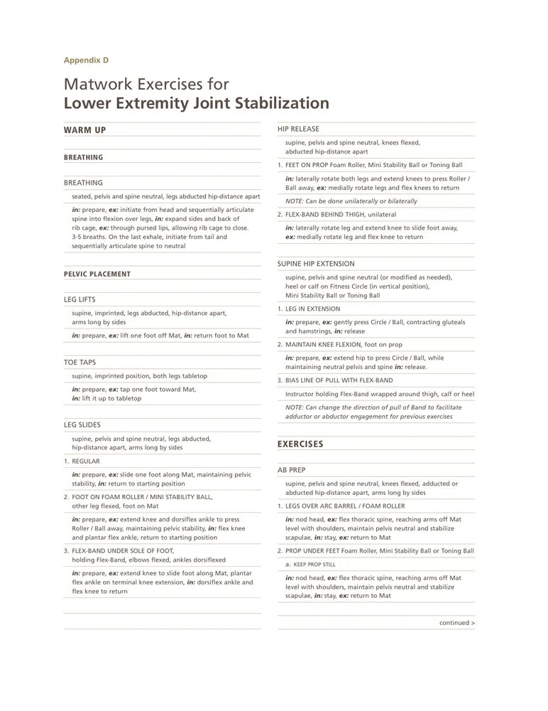 STOTT PILATES Manuale di Riabilitazione - Materiale di Supporto RMR2