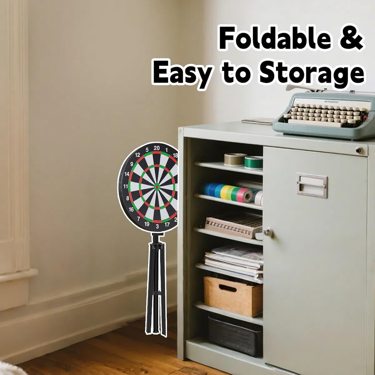 Bersaglio per freccette con supporto, 86-188 cm, regolabile in altezza, bersaglio da 46 cm, robusto tre piedi, design portatile con 6 freccette per viaggi, casa, pub o giochi all'aperto