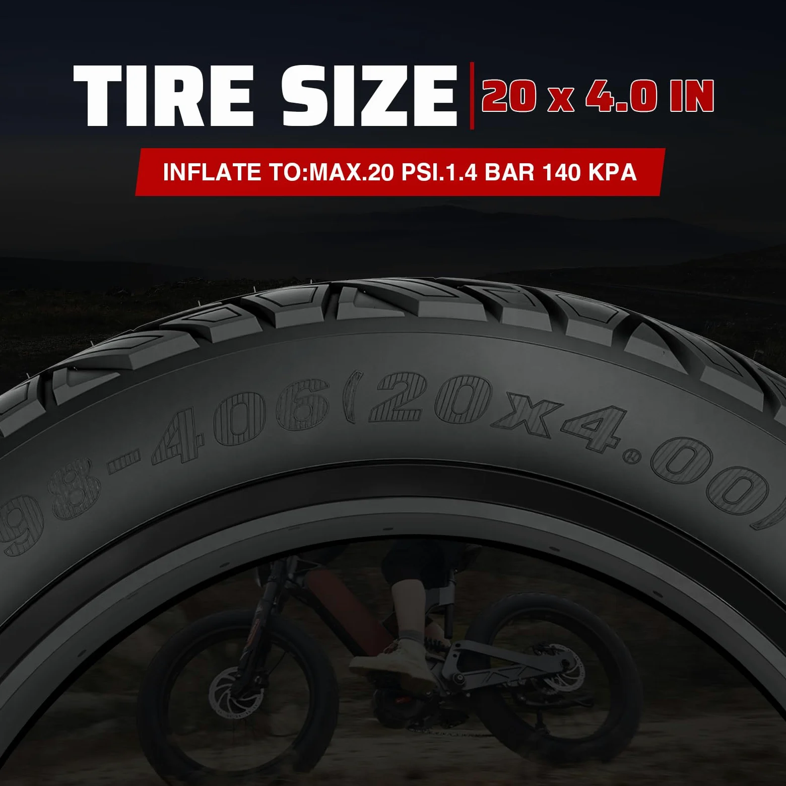 ZUKKA Fat Bike Tire 20/26 x 4,0 pollici Mountain Bike Tire Fat Tire 20/26 pollici Heavy Duty Deep Grooves Foldable Replacement All Terrain
