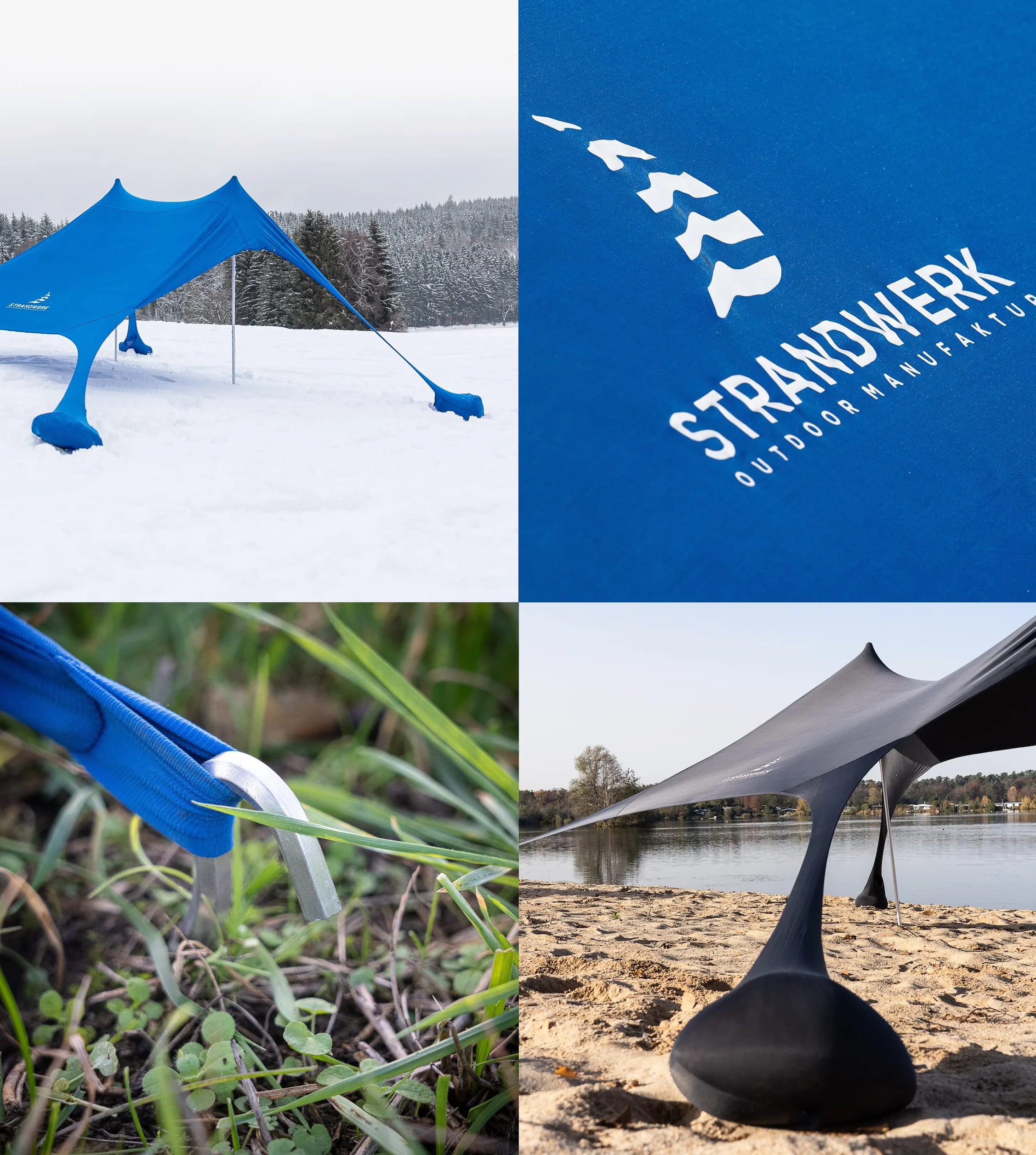 Tenda da spiaggia in lycra di alta qualità, tenda da spiaggia pop-up, con aste in alluminio e ancora di sabbia "Ole", blu scuro