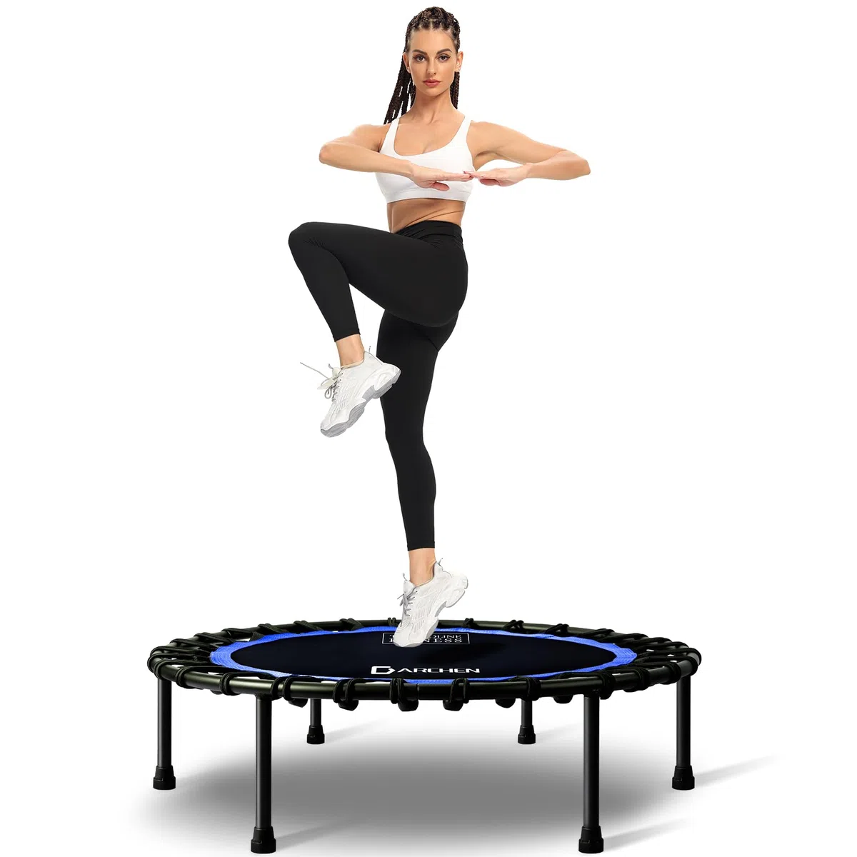 DARCHEN 200 kg trampolino rimbalzante per adulti, mini trampolino per esercizi di rimbalzo indoor per allenamento fitness per trampolino tranquillo e sicuro indoor [100 cm]