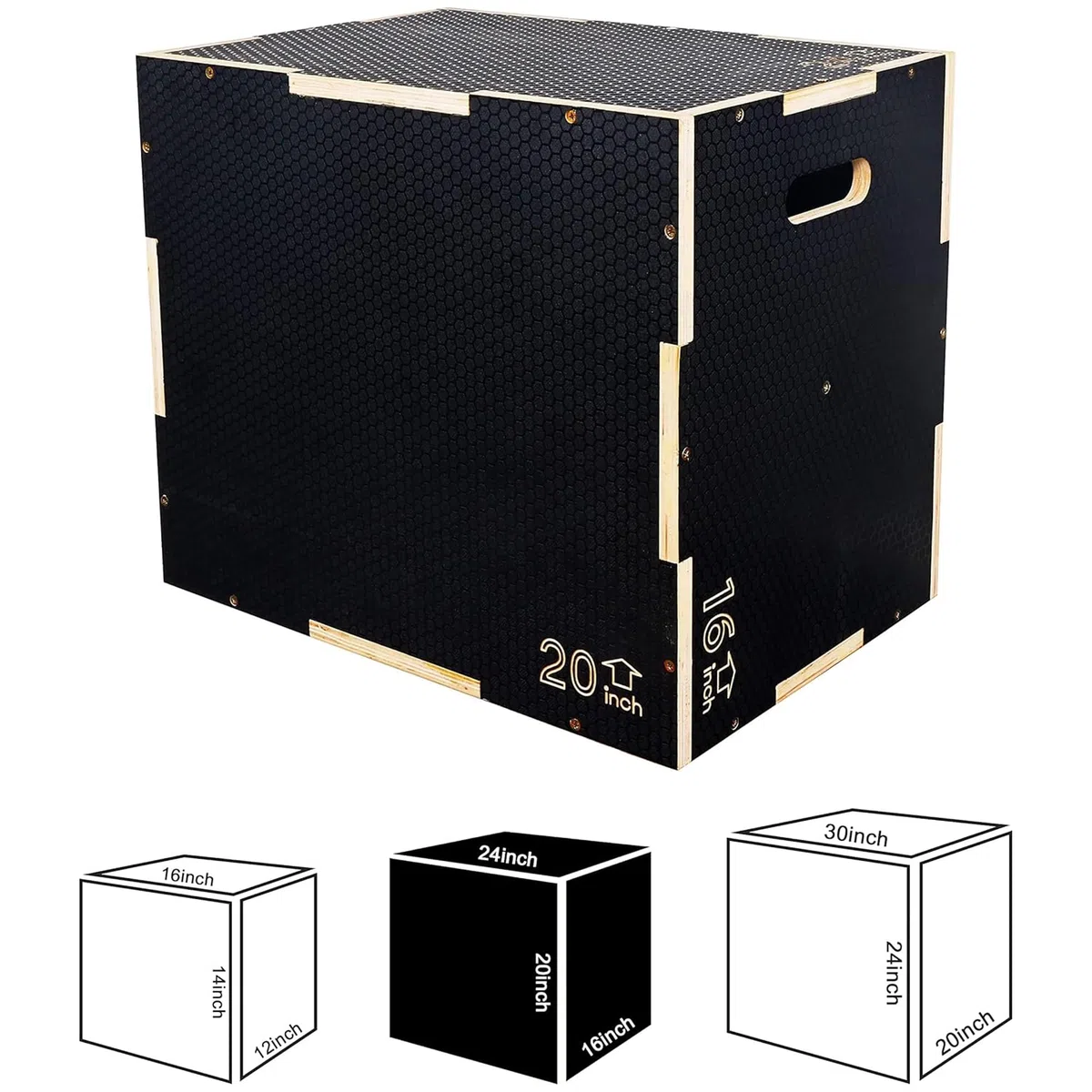 Signature Fitness 3 in 1 Scatola di Legno Antiscivolo Plyo Box Plyometric Box Jumping Esercizio, Diverse Misure
