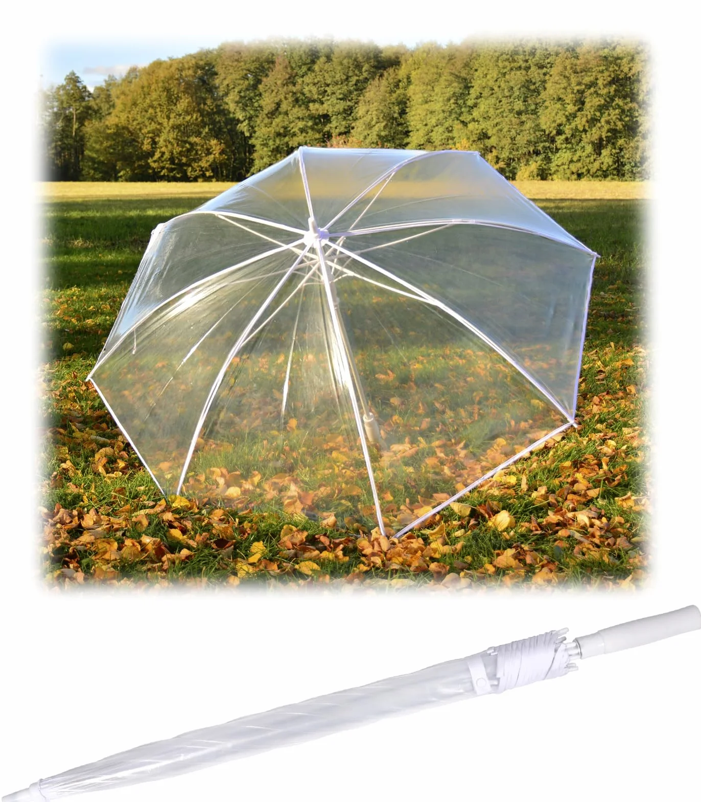 iX-brella Ombrello XXL in fibra di vetro da golf automatico nero, Bianco/Trasparente, 135 cm