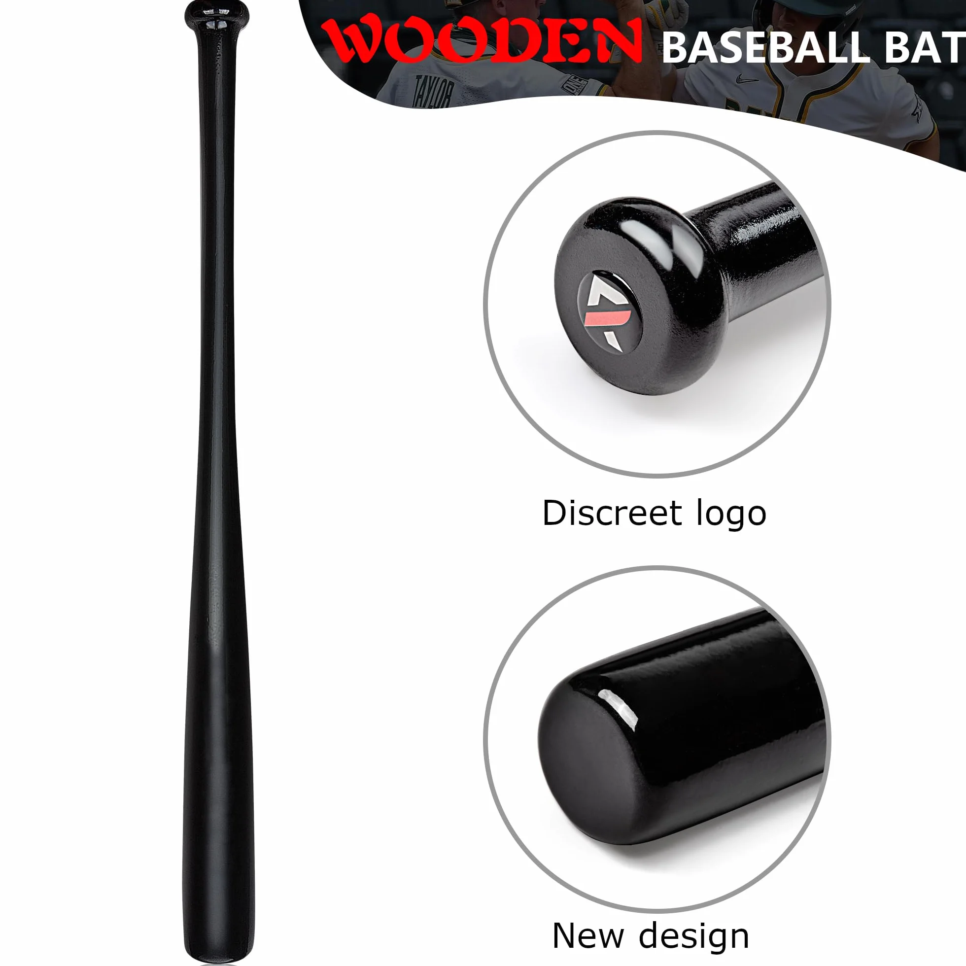 Mazza da baseball Redfield legno solido 76 cm 30 pollici naturale nero
