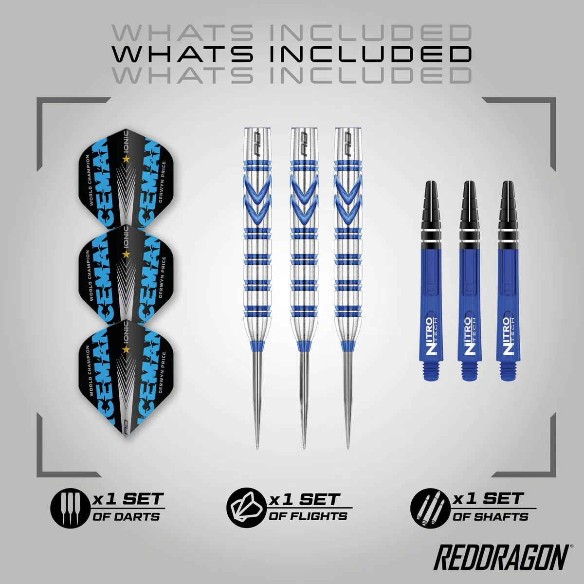 RED DRAGON Gerwyn Price - Set di Freccette in Acciaio al tungsteno con Alette e steli
