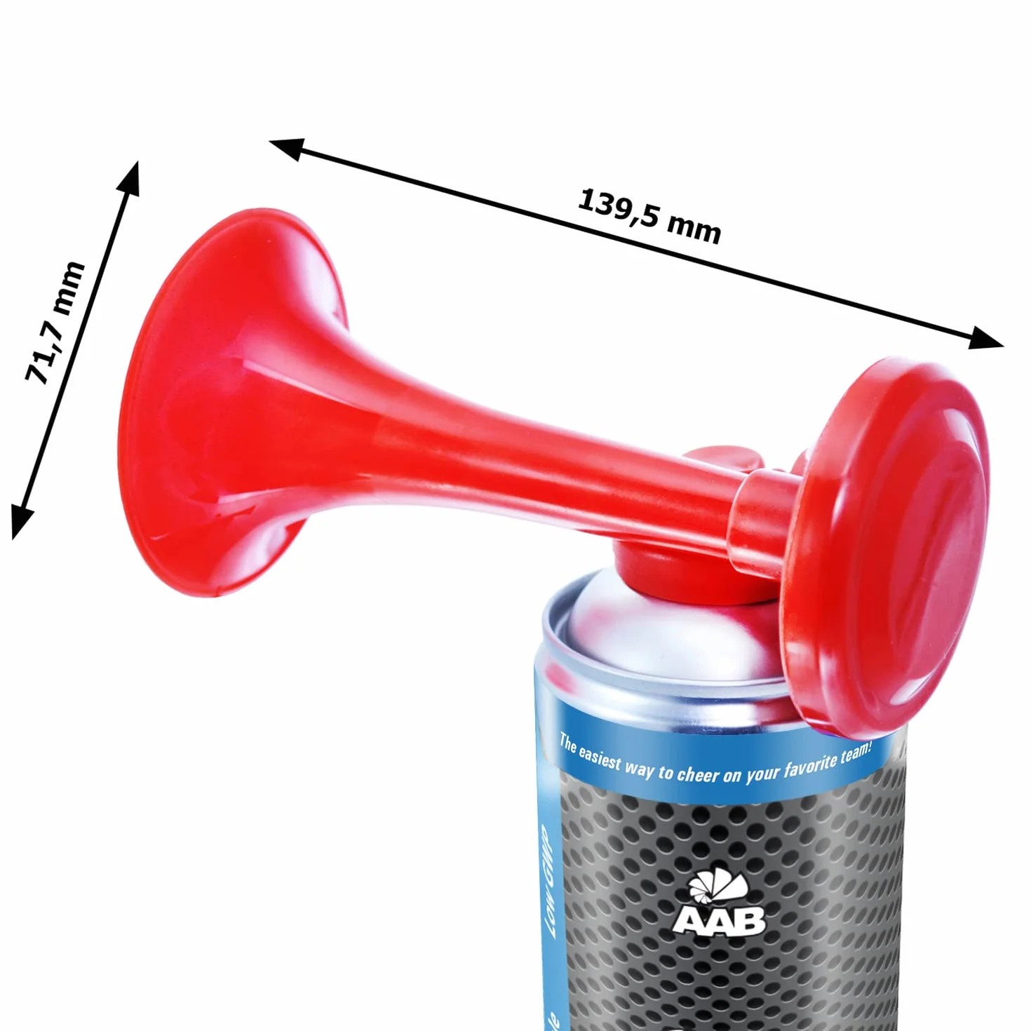 AAB Signal Horn - Trombetta da Stadio ad Aria Compressa con Gas Non Infiammabile, 320 Segnali Brevi, Molto Rumorosa