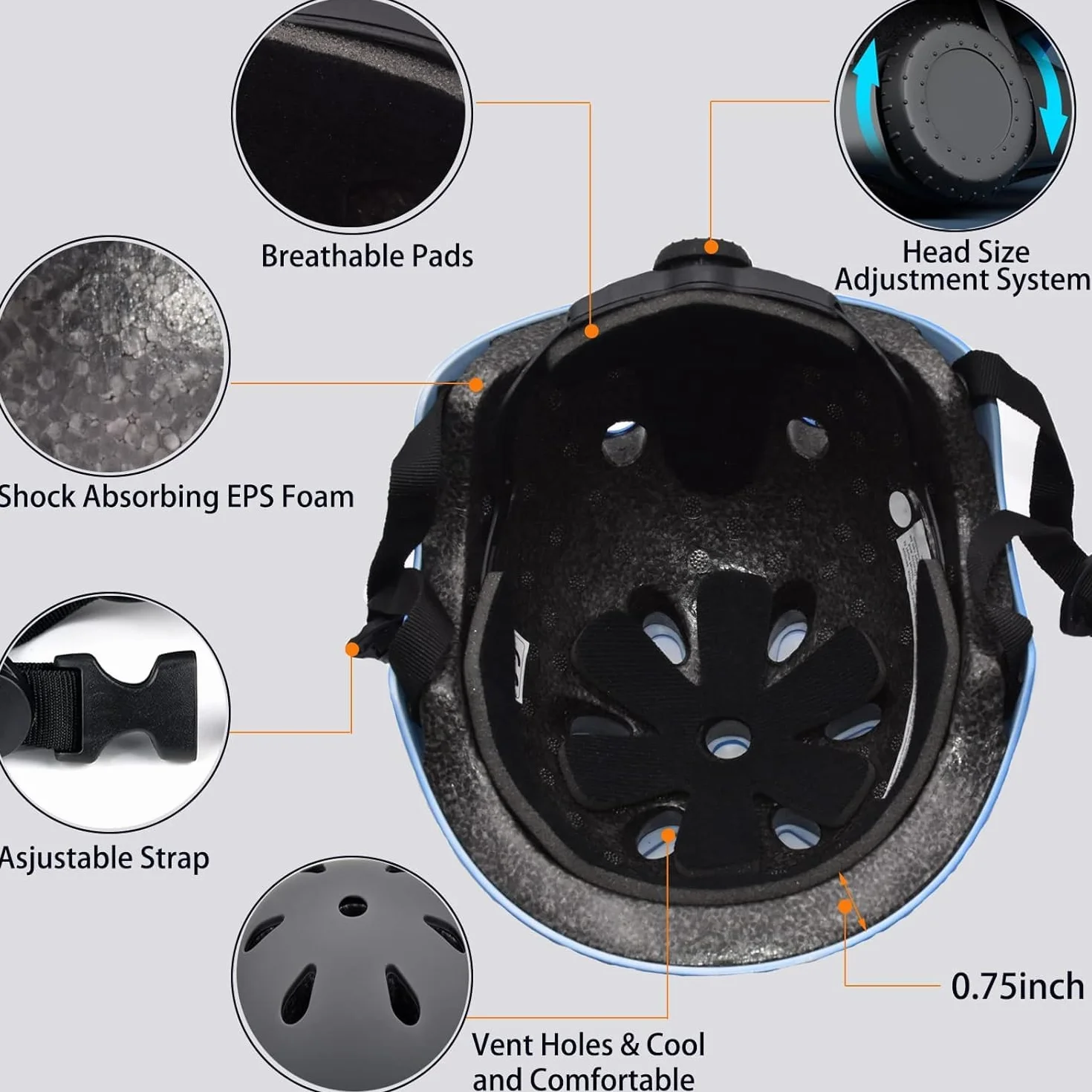 Set di ginocchiere per bambini con casco 3-10 anni protezioni