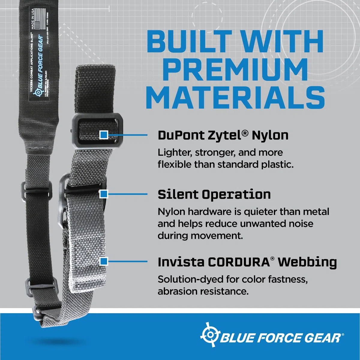 Blue Force Gear Vickers Padded Sling - Two Point Sling with Padded Straps, Adjustable,57-67 Inches - Black