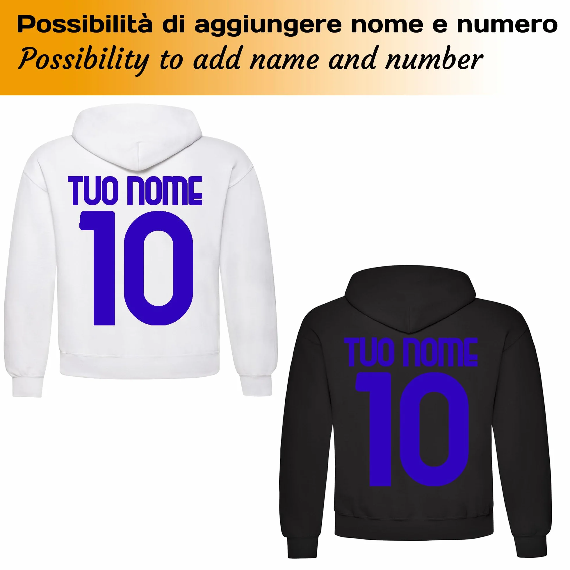Felpa Amala Scudetto Italia – Felpa Sportiva Celebrativa con Cappuccio Regolabile – Cotone Felpato – Made in Italy
