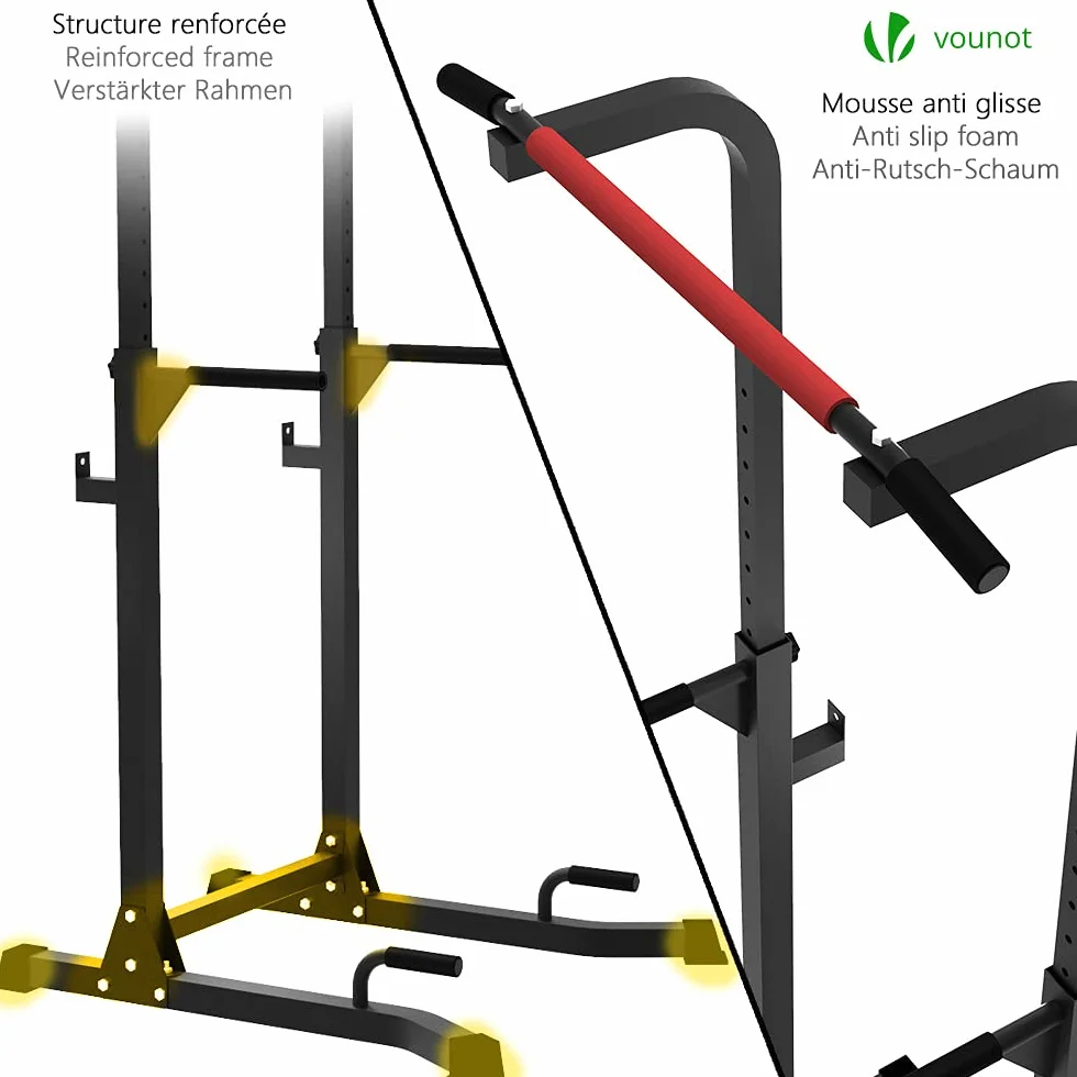 VOUNOT Power Tower, Dip Station Pull Up Bar for Home Gym Strength Training