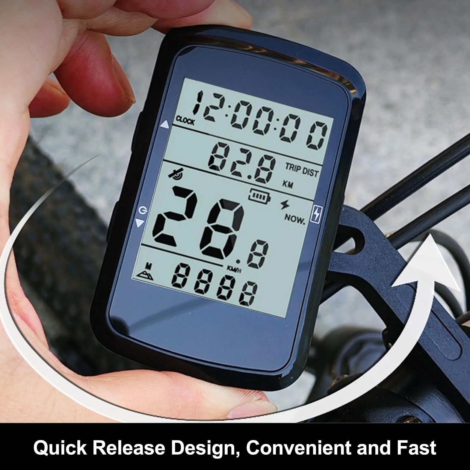 Bewinner Computer da Bici GPS, Computer Ciclismo Wireless con Retroilluminazione, Display LCD 2,4 Pollici, Contachilometri Impermeabile, Batteria 28 Ore
