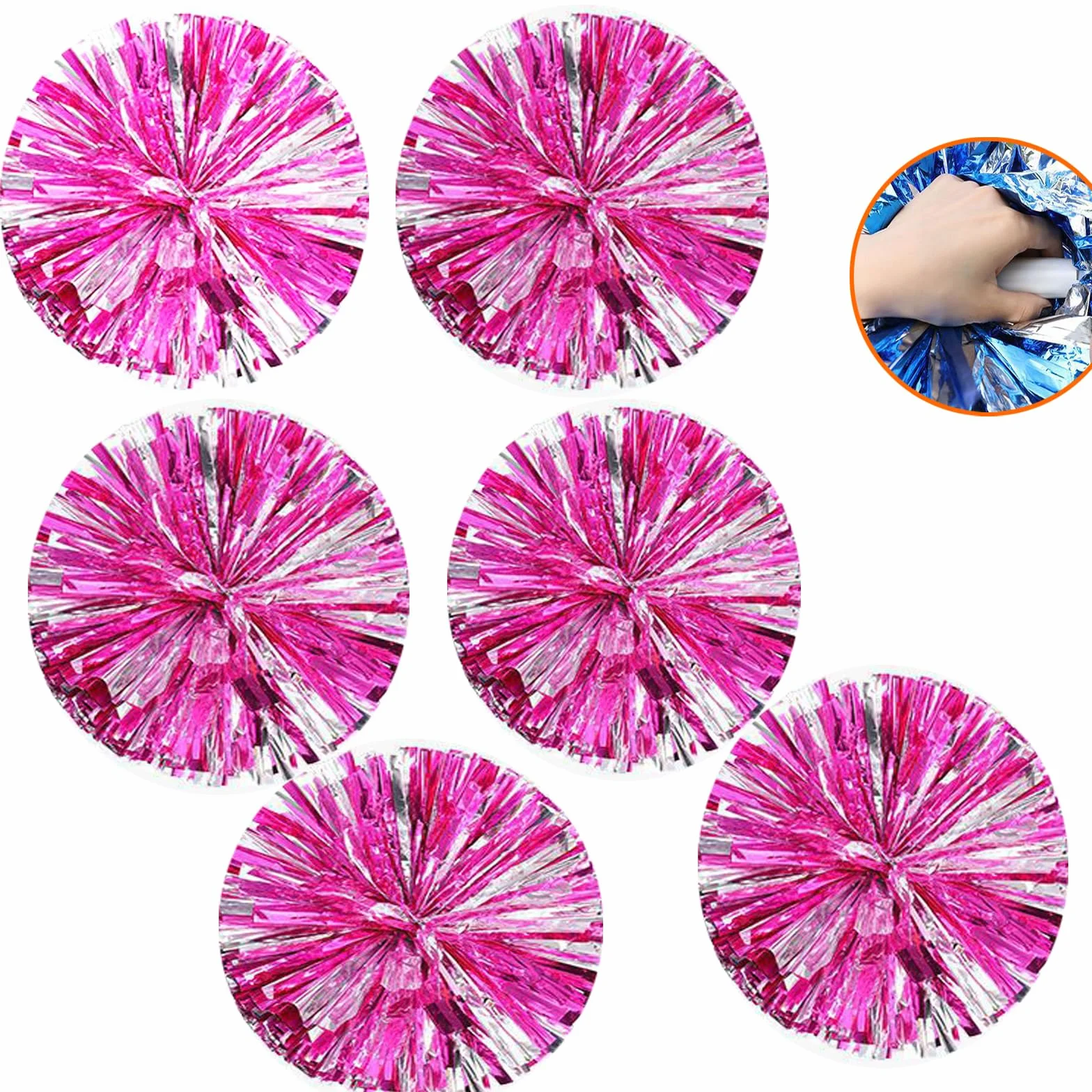 Cheerleading Pom Poms 35cm Metallici per Sport di Squadra Calcio Ballo Cheering Bambini Adulti