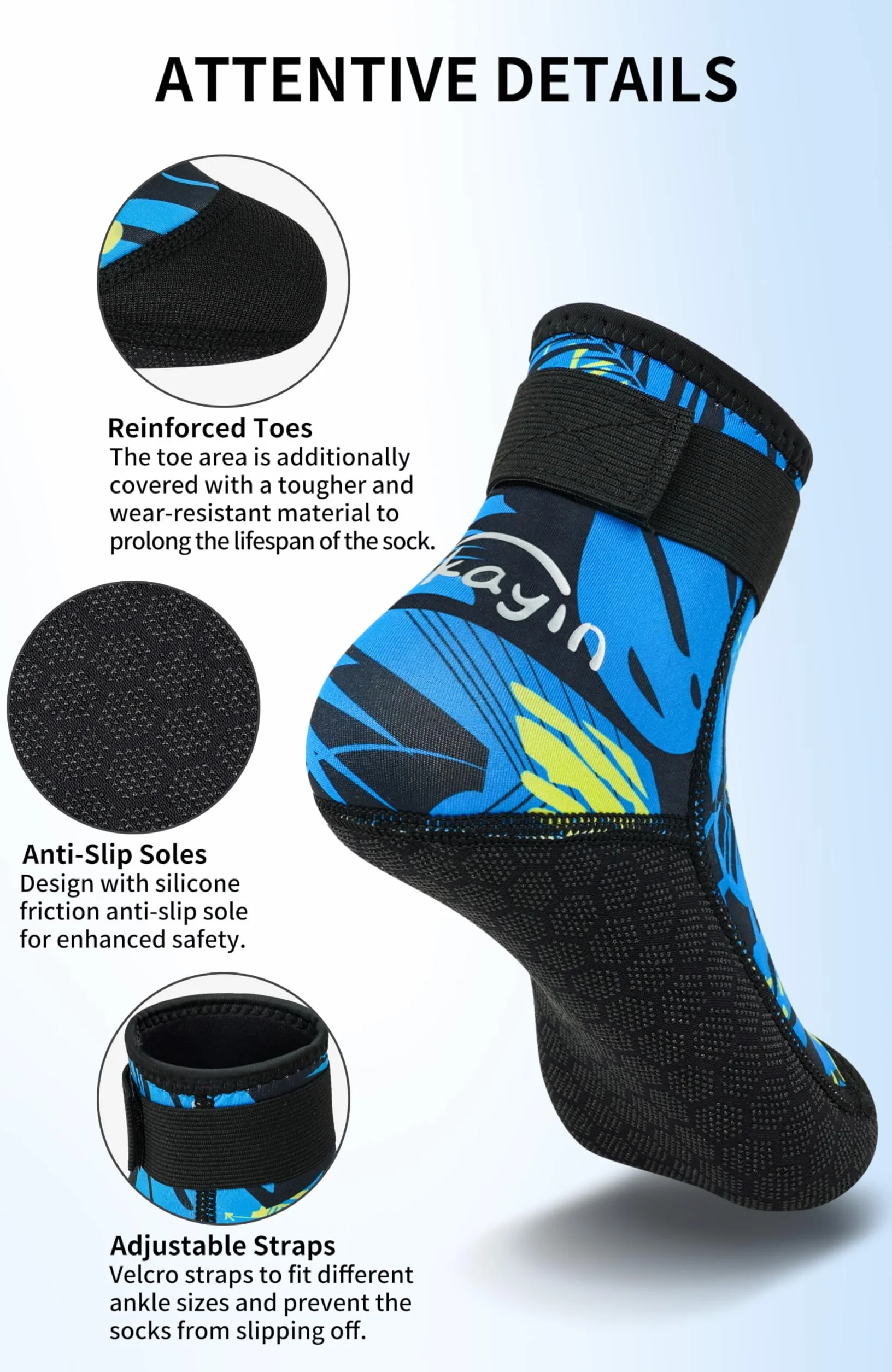 Calzini in neoprene, da 3 mm, per uomo, donna, uomo, donna, donna, nuoto, da spiaggia, per snorkeling, kayak, sci
