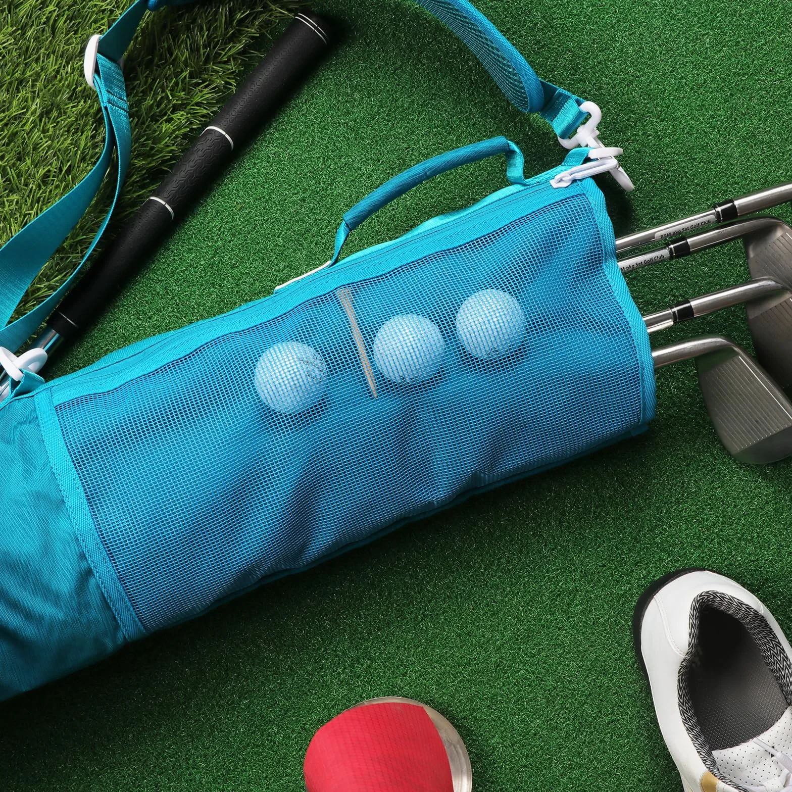 TOURBON Borsa da golf in nylon leggera con tasche e tracolla regolabile