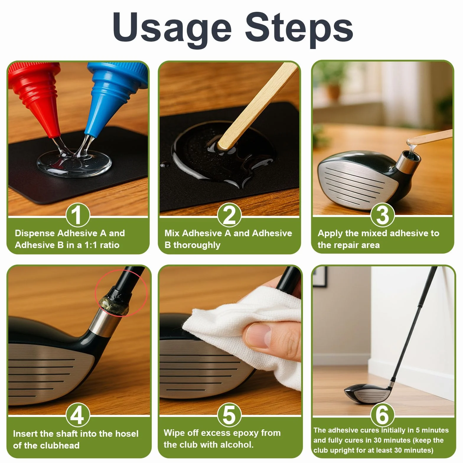 Resina Epossidica Extra Dura 5 Minuti 125+125 ml per Mazza da Golf