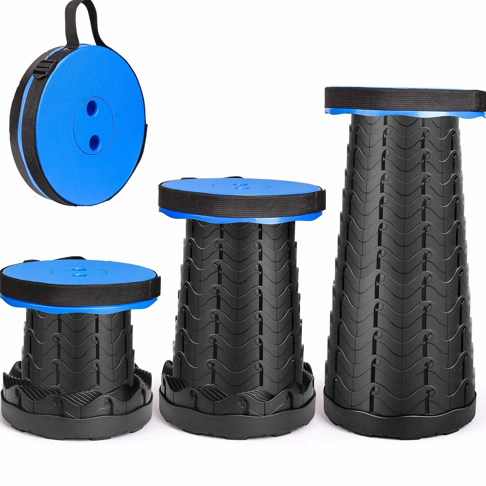 Sgabello Pieghevole Portatile Telescopico Regolabile in Altezza 397 LB per Esterni Blu