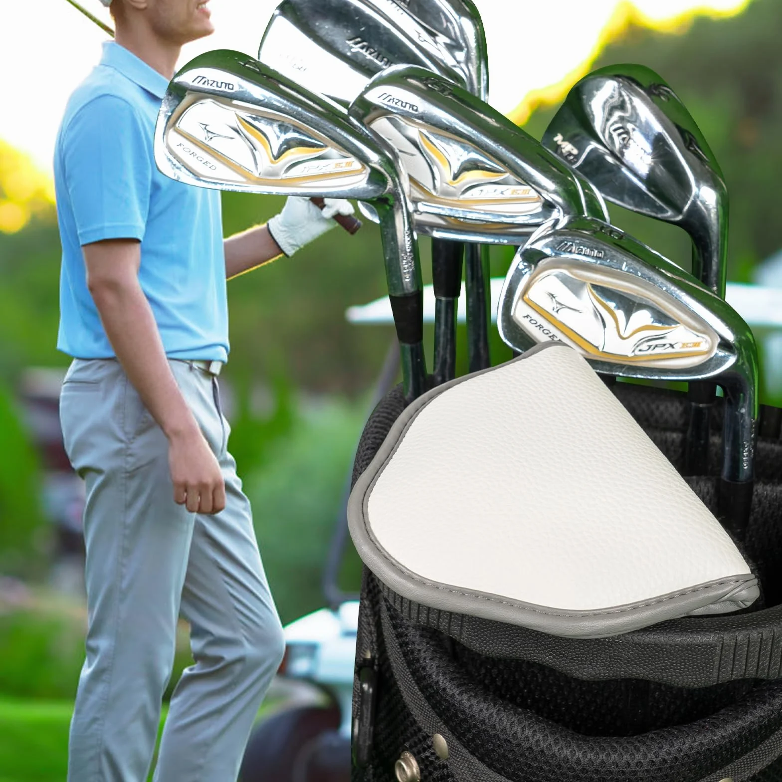 Big Teeth Golf Mallet Putter Headcover Magnetic PU Leather for Odyssey 2-Ball Series