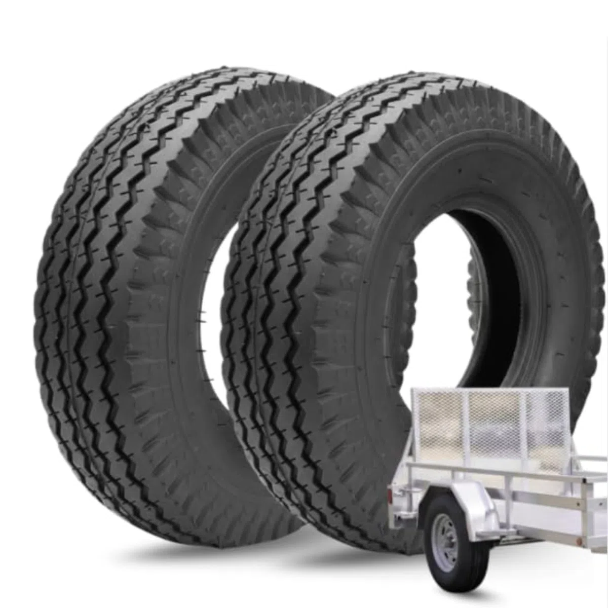 Ecovelo' 2 Pneumatici 4.80/4.00-8 Rinforzati 4PR Gomme Copertoni per Ruote Carrello Rimorchio da Barca