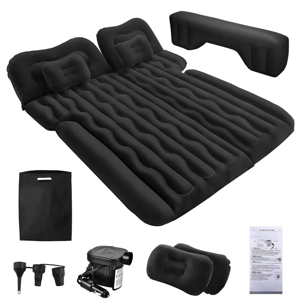 FORMIZON Materasso Auto, 180 * 140cm Materasso Gonfiabile Macchina, Letto Gonfiabile Auto con Pompa ad Aria e 2 Cuscini per SUV più Spesso Letto per Viaggi in Campeggio All'aperto (Nero)