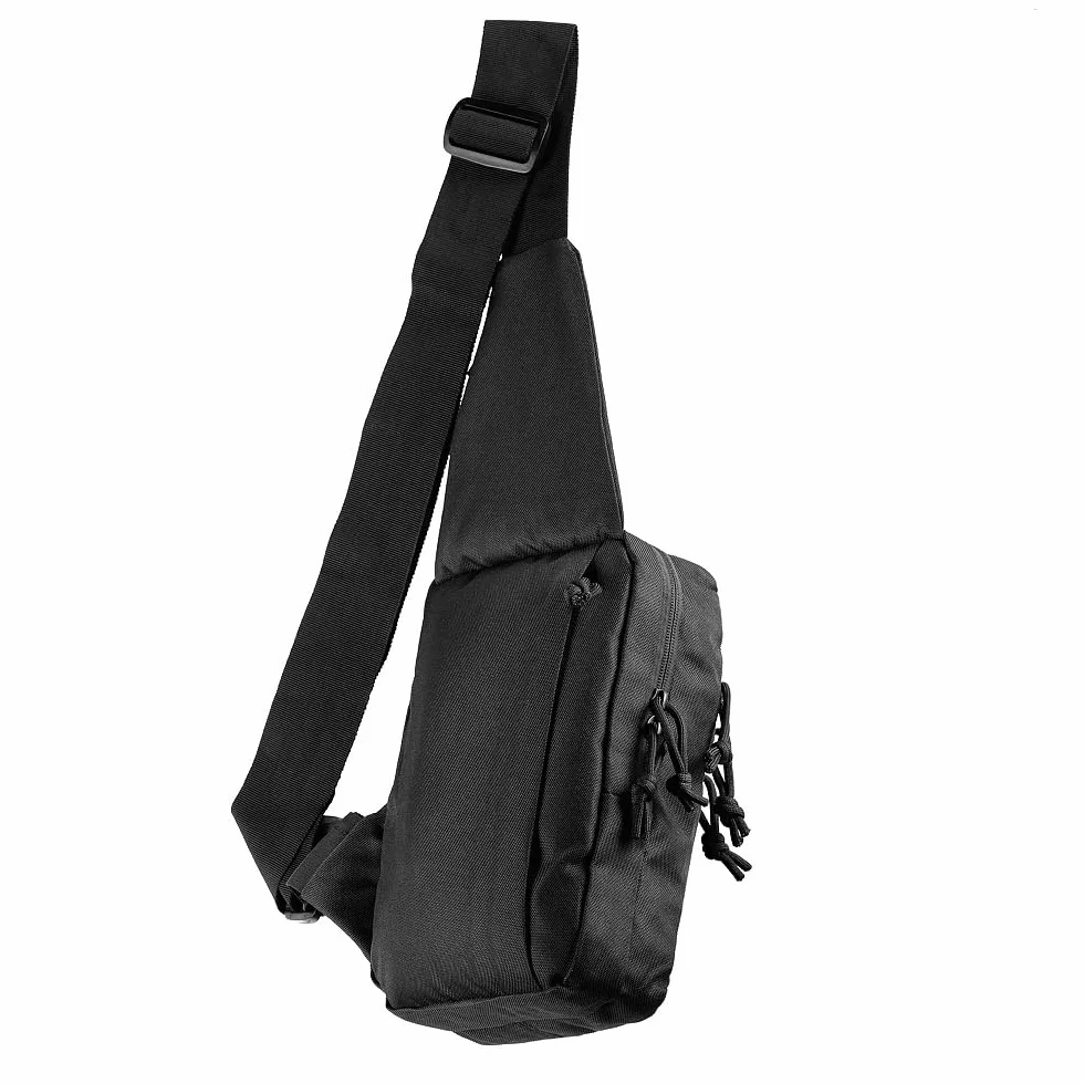 M-Tac EDC Fondina per pistola borsa a tracolla nera 5 scomparti universale