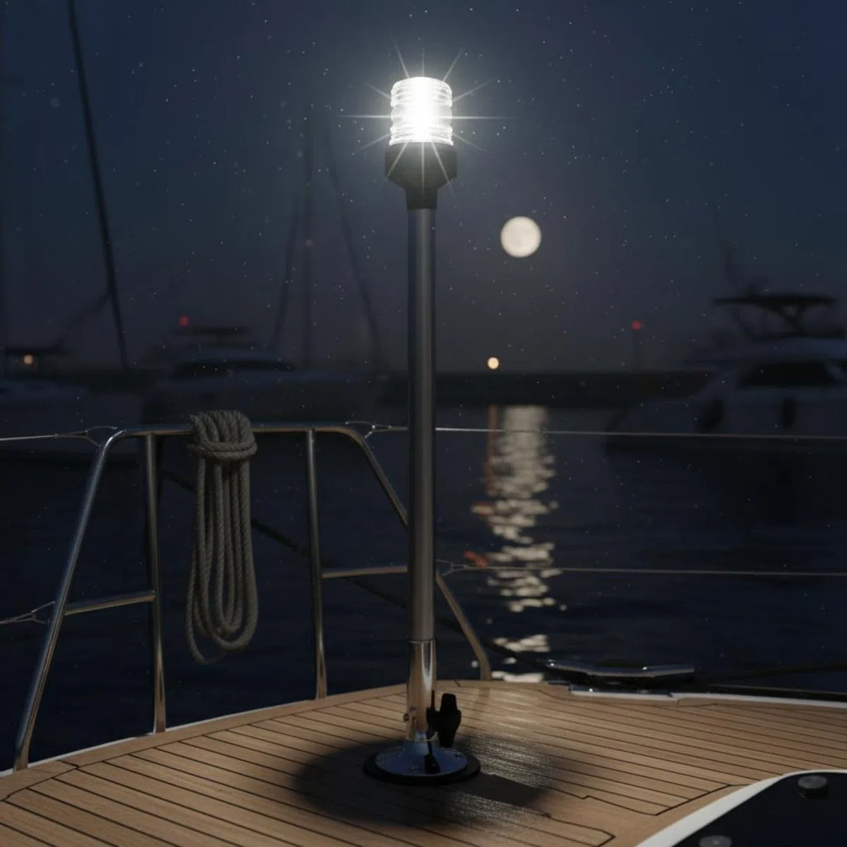 Luce di Navigazione a LED 12V Luce Laterale Nautica Lunga Durata Lampada di Bordo Marina per Armatori, 600 Mm, Base Regolabile In Acciaio Inossidabile