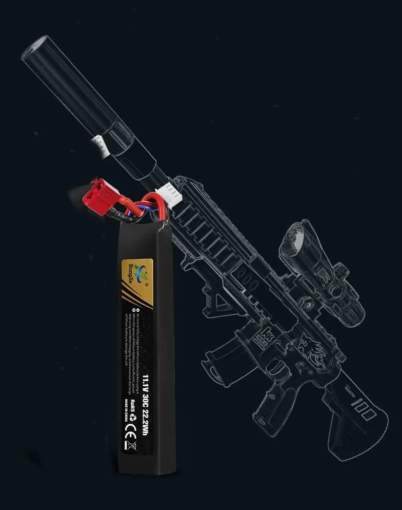 Batteria Airsoft 11.1V 3S 30C 1400mAh LiPo Ricaricabile con Presa T e Mini Tamiya 2 Pezzi
