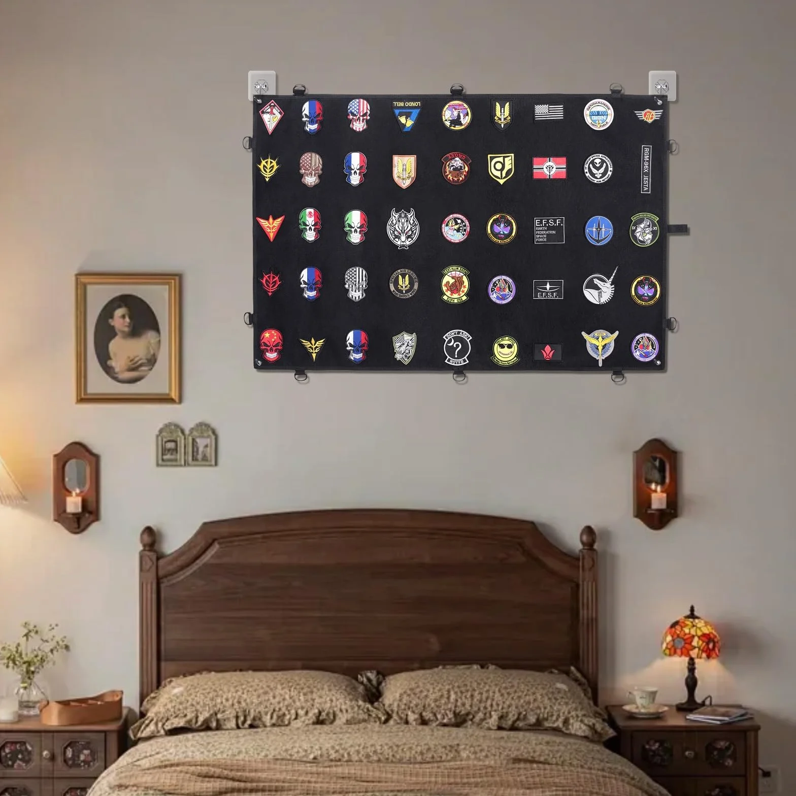 Pannello Raccolta Patch Militari Tattici 110x70cm Pieghevole con Ganci