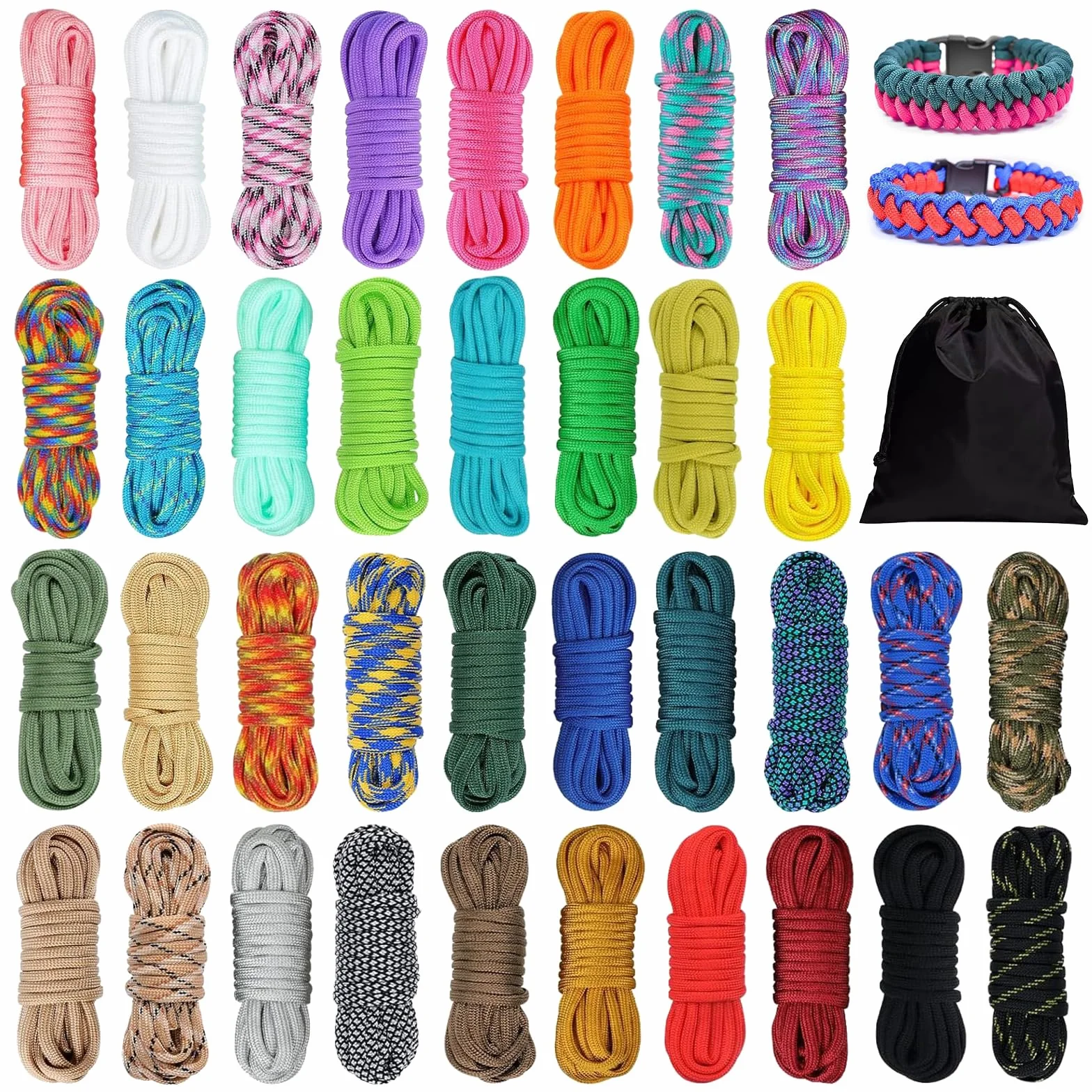 Kit combinato Paracord 550 36 colori 3m 4mm 7 fili corda in nylon sopravvivenza esterni
