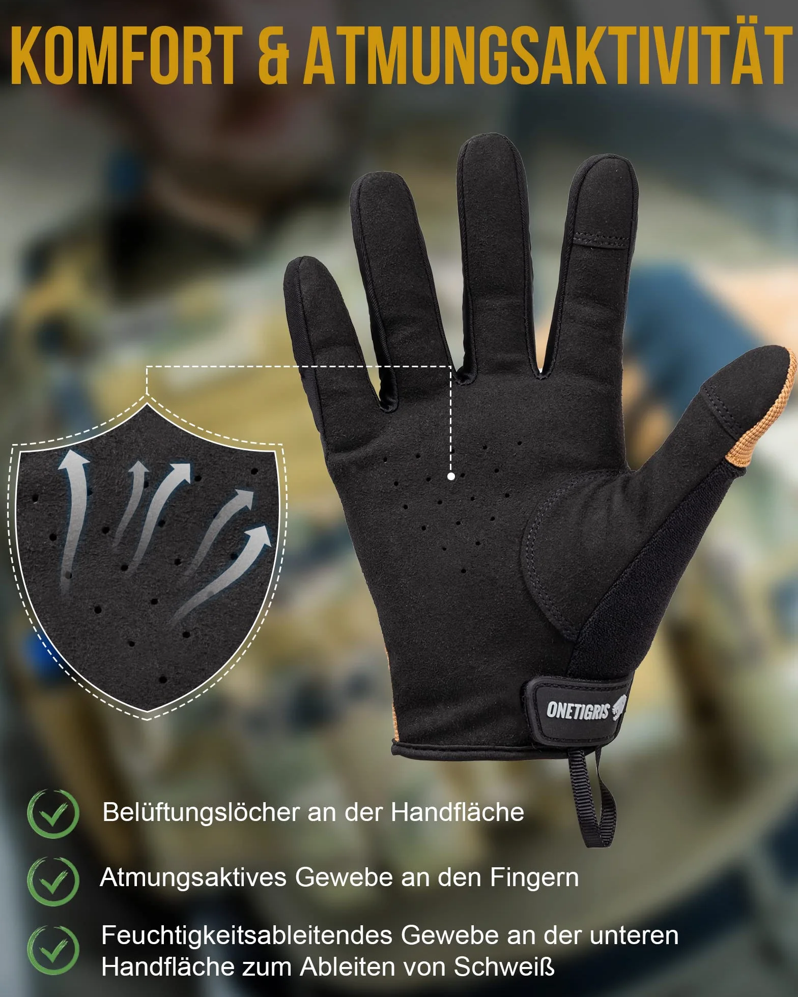 OneTigris Guanti tattici touch screen militari da uomo, guanti da moto, per attività all'aria aperta, da motocross, da arrampicata, per softair, paintball, trekking, caccia, ciclismo