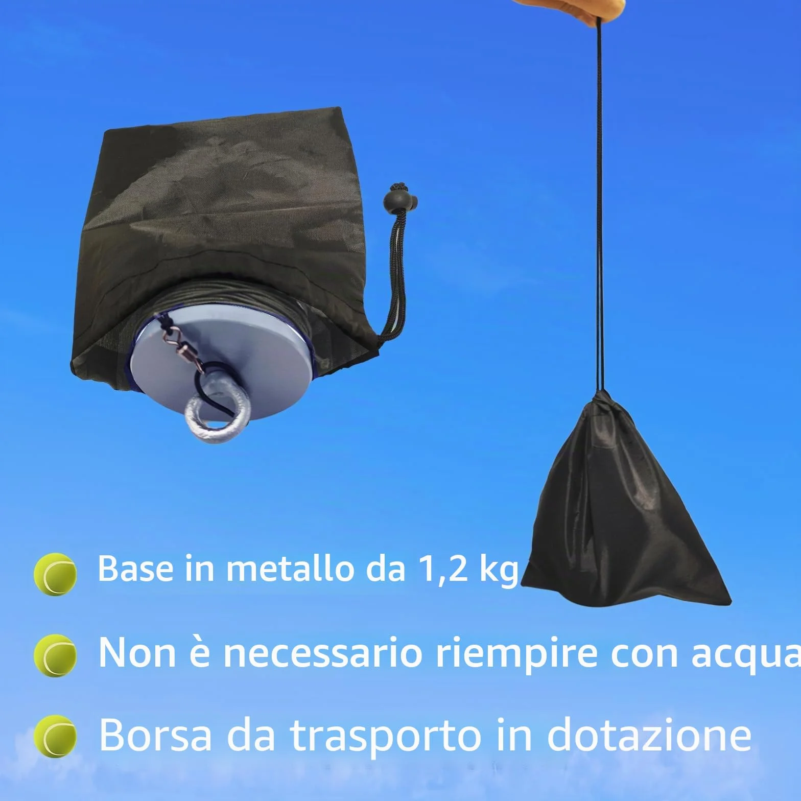 Allenatore di Tennis con Base Metallica 1,2 kg per Gioco e Allenamento all'Aperto