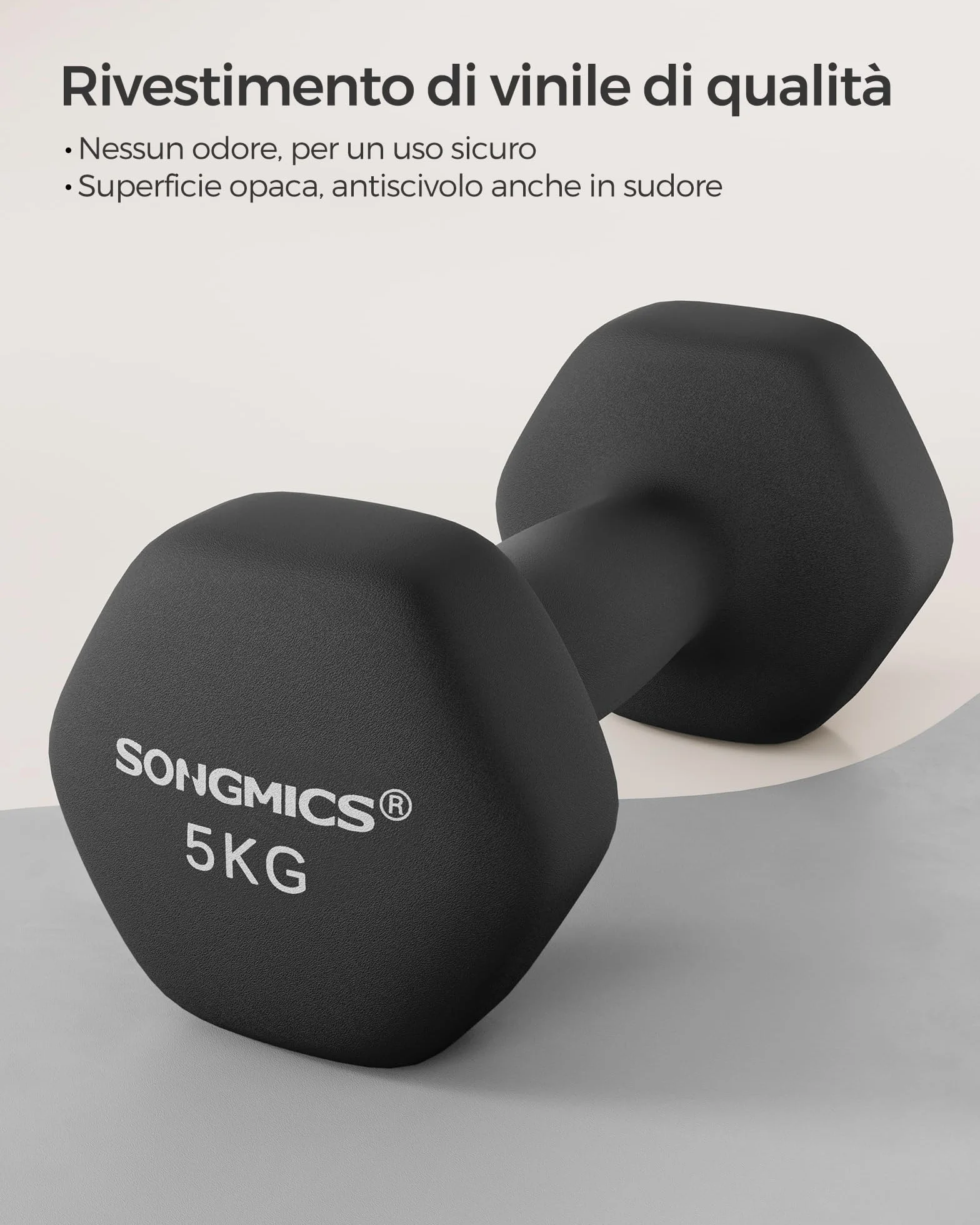 SONGMICS Set di 2 Manubri Esagonale con Superficie in Vinile per Fitness