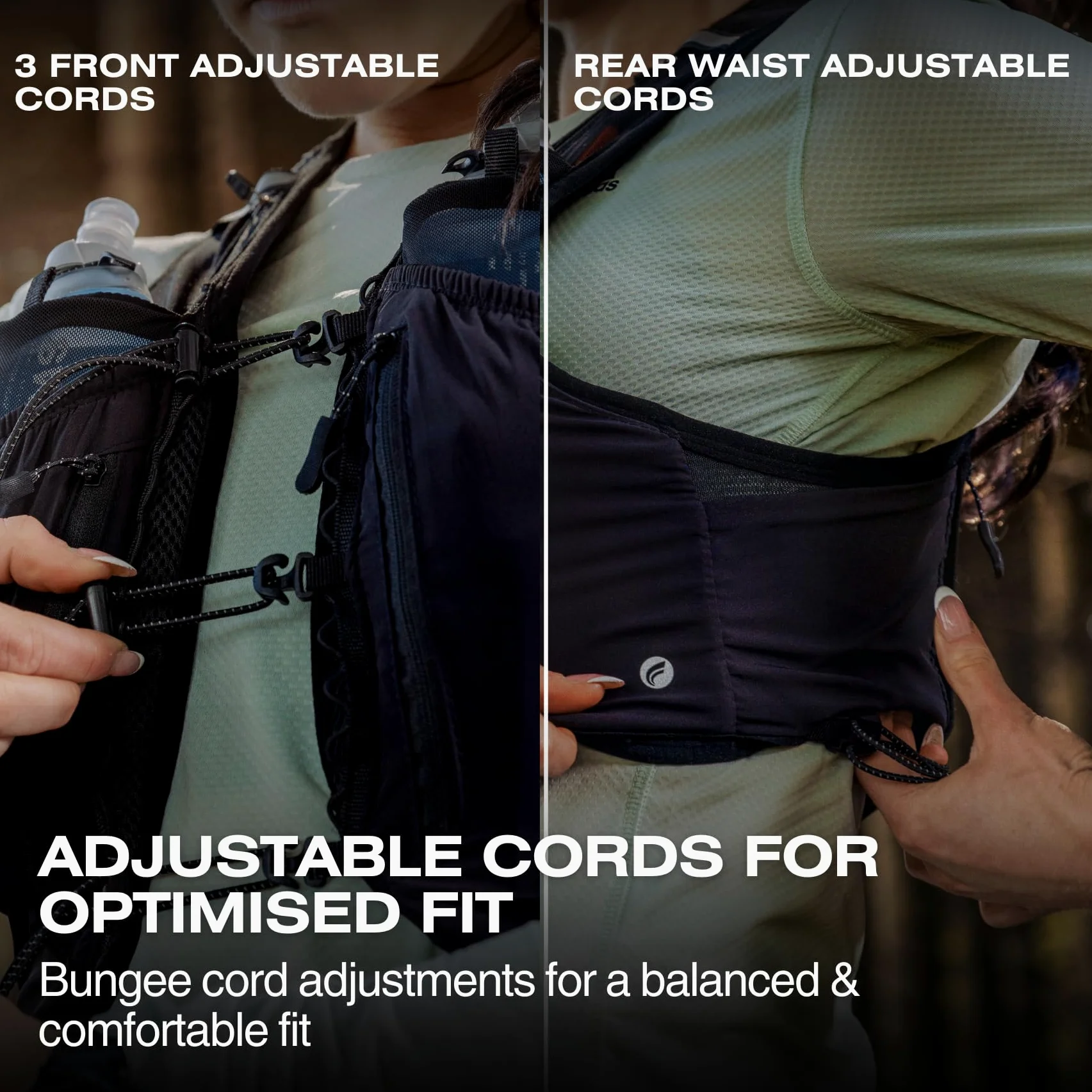Gilet da corsa | Supporto per telefono per corsa | Zaino idrico | Zaino leggero da trail running | Porta bottiglie d'acqua | Elementi essenziali per la corsa | 10+ tasche per accessori da