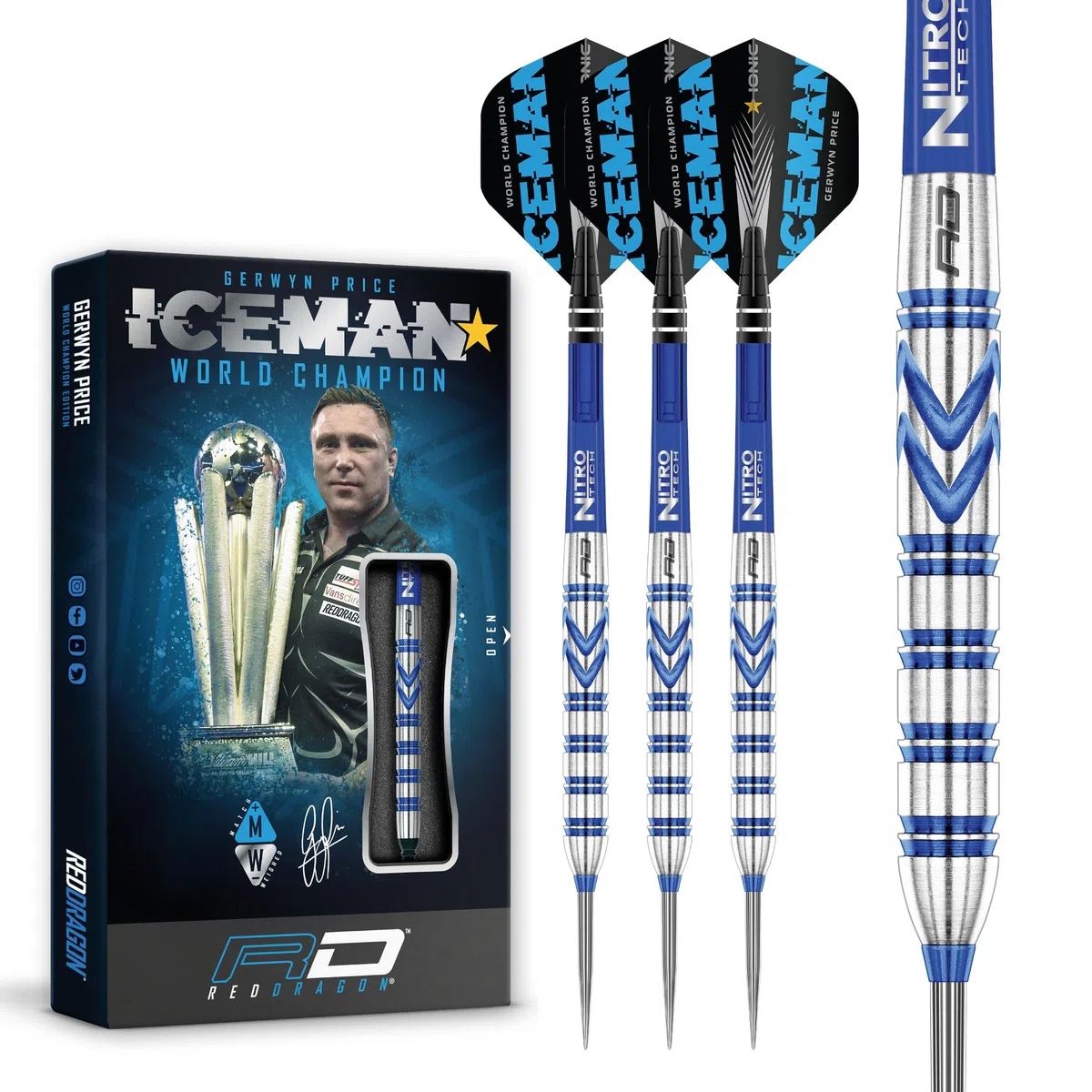 RED DRAGON Gerwyn Price - Set di Freccette in Acciaio al tungsteno con Alette e steli