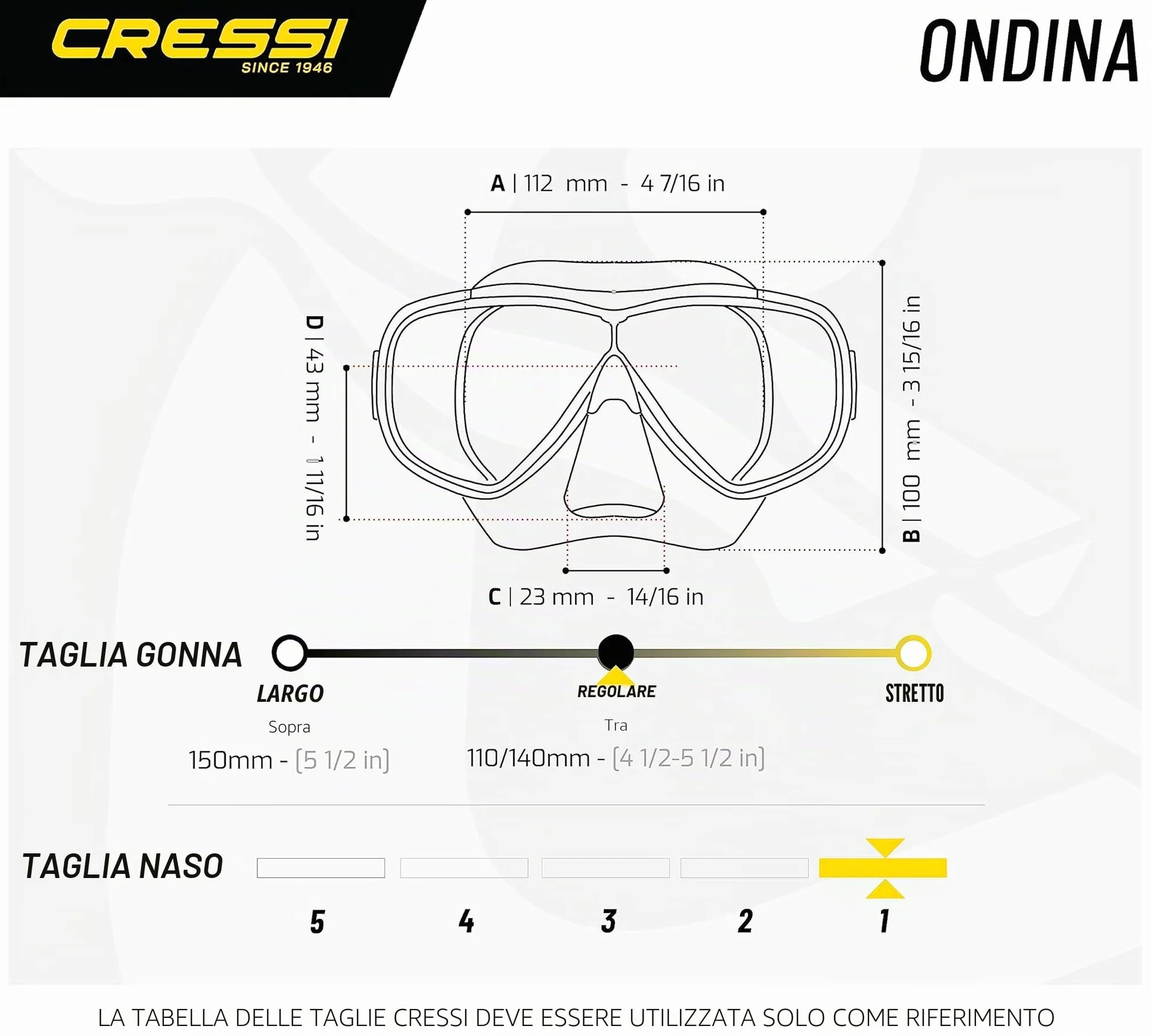 CRESSI Ondina Jr + Top Combo - Combo Set Junior Maschera Subacquea e Snorkel, 7/13 Anni
