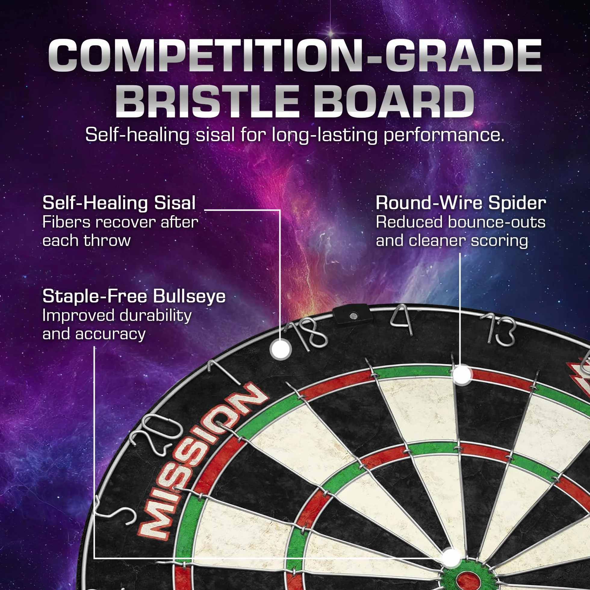 Mission Home Darts Centre - Completo di Bersaglio Apollo e 6 Freccette