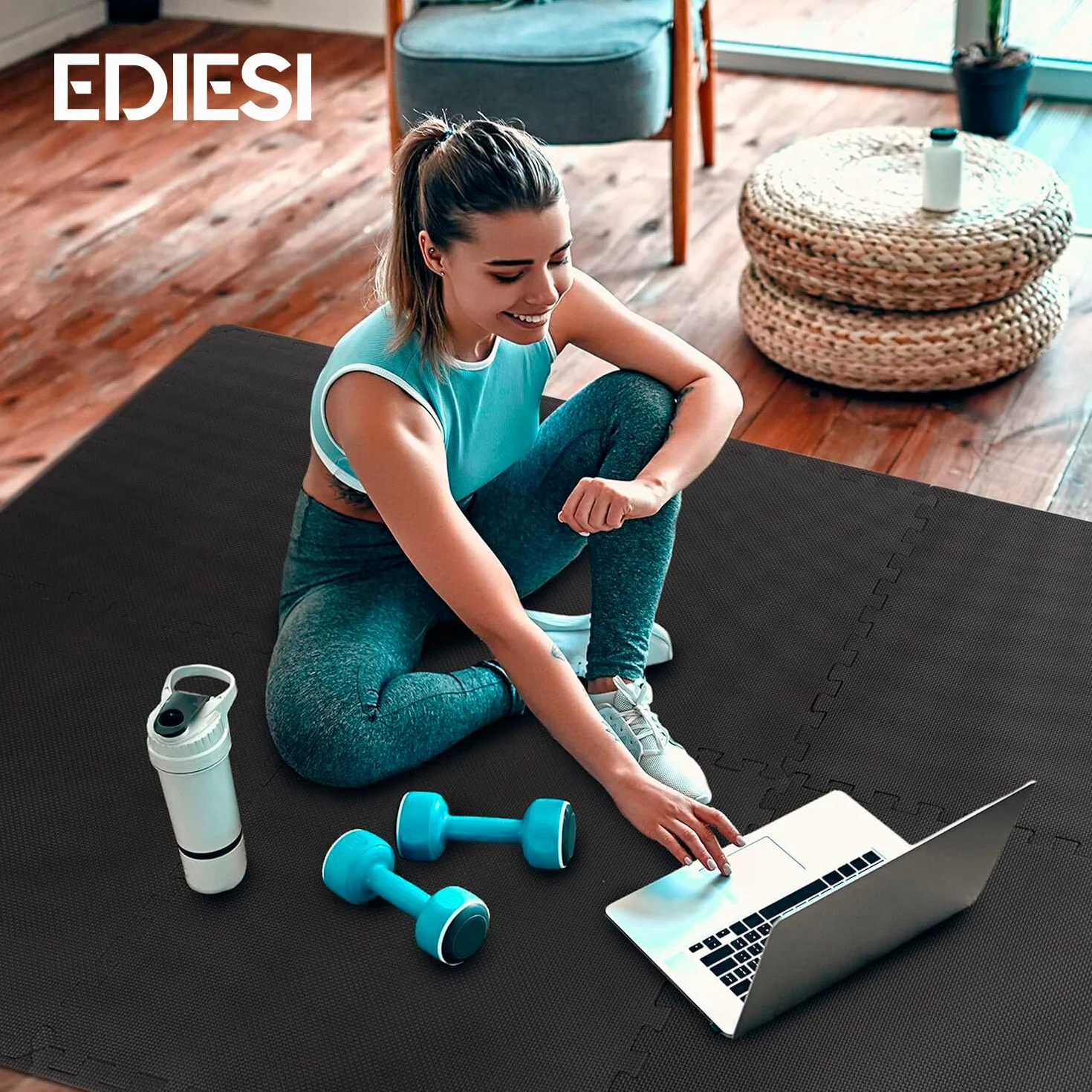 Ediesi, Tappeto Palestra, Tatami, Pavimento Gommato Palestra, Home Gym, Atrezi Palestra Casa, Tappeto per Piscina Fuori Terra, Puzzle