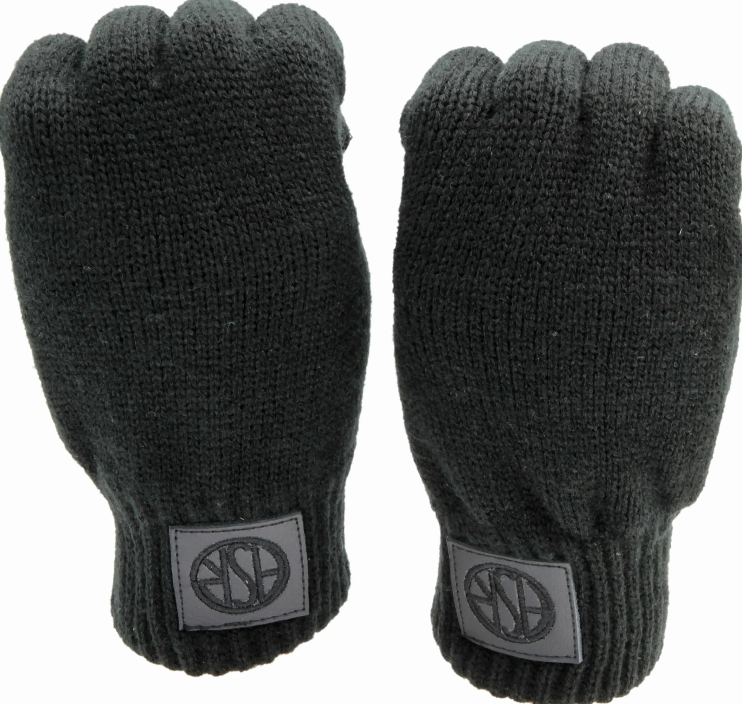 AS Roma ASR LEATHER PATCH KNITTED GLOVES - BLACK