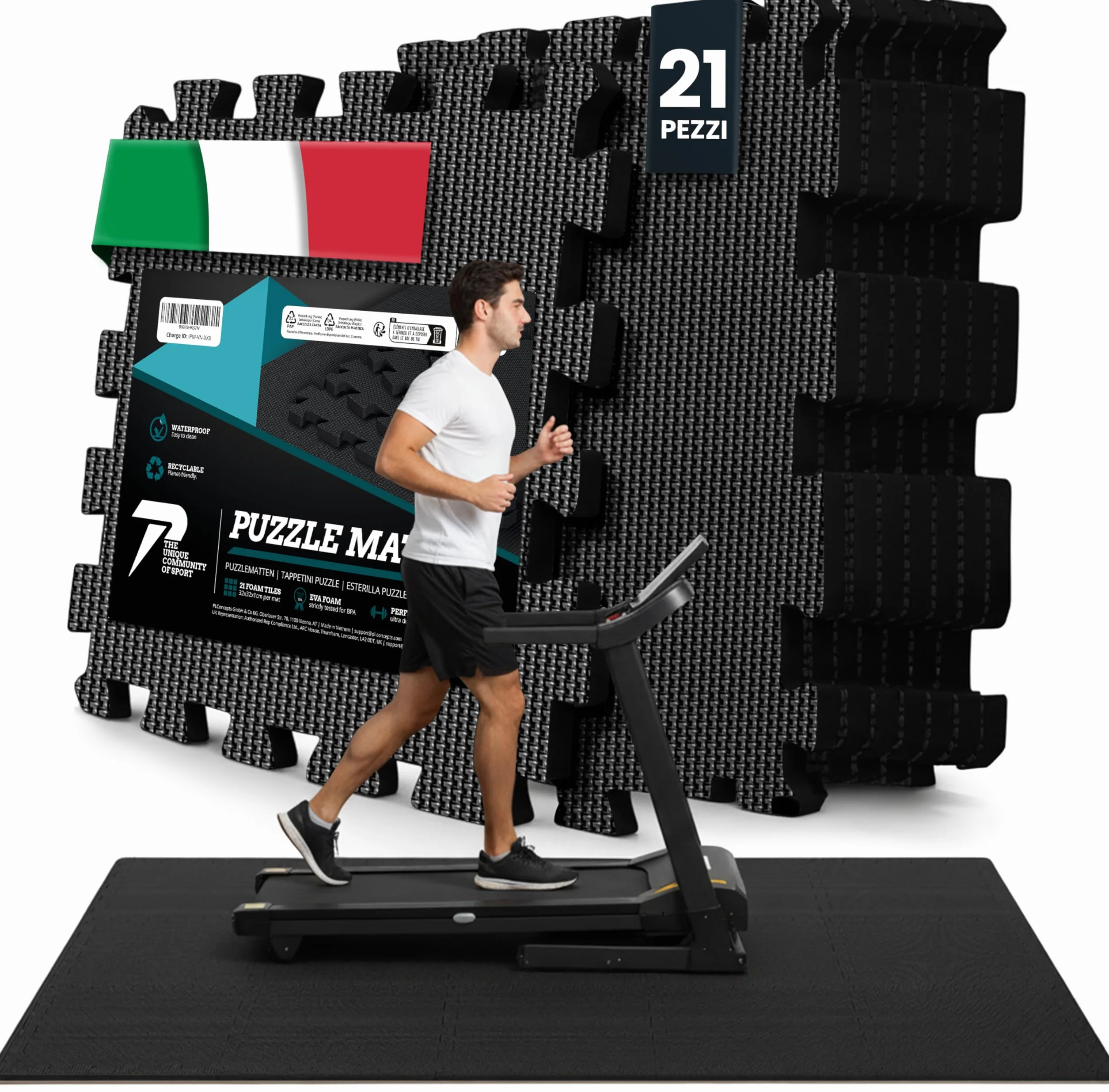 Tappeto Da Fitness A Puzzle Set Da 21 Tappetini Antiscivolo Palestra Componibile Protezione Antiurto Pavimenti