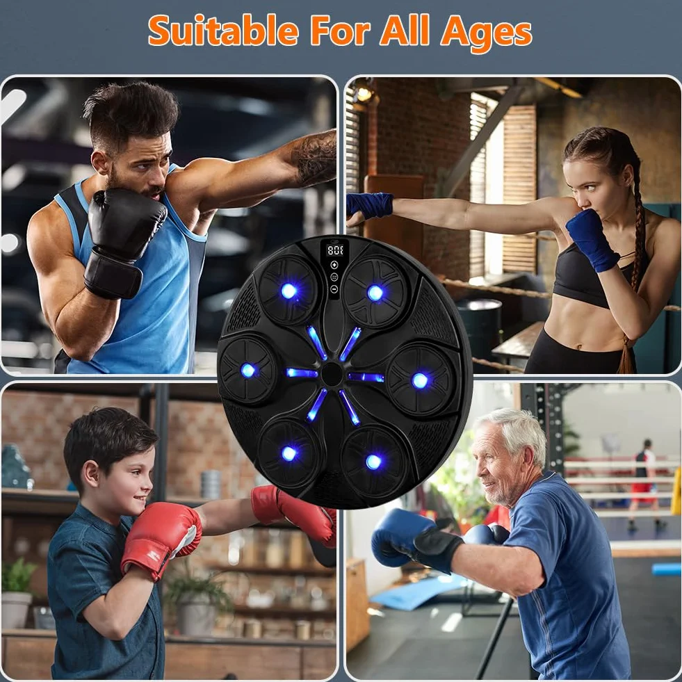 HOTUT Macchina da Boxe Musicale, Music Boxing Machine Adulti Intelligente con Bluetooth e Guanti da Boxe, 8 modalità di velocità Macchina da Box Musical Pugile, per Bambini e Adulti per Casa Interni