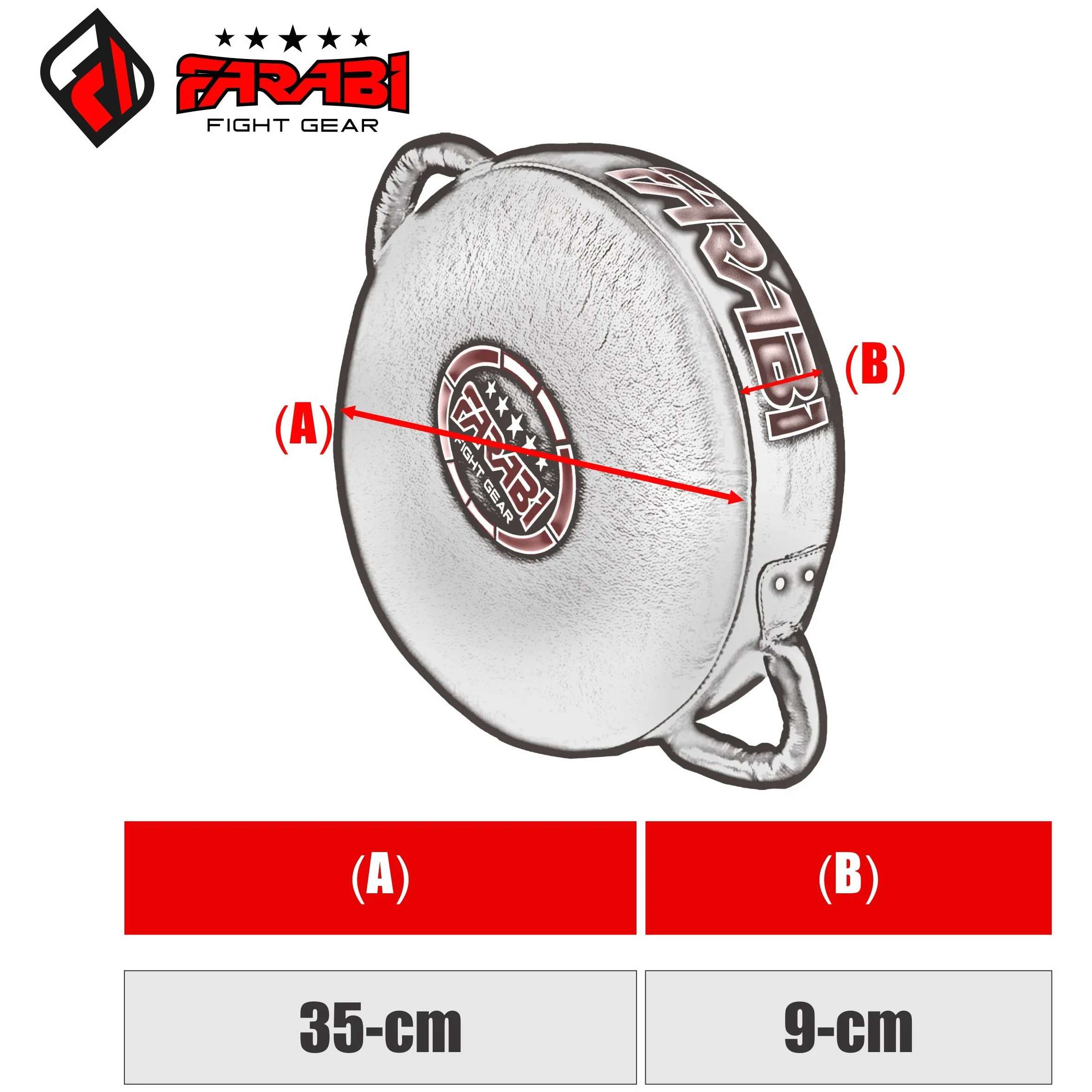 Farabi Sports Round colpitori Boxe 100% in Vera Pelle colpitori Muay Thai - Kick Pad Black colpitore Boxe MMA Muay Thai Taekwondo Kickboxing Training Scudo Boxe