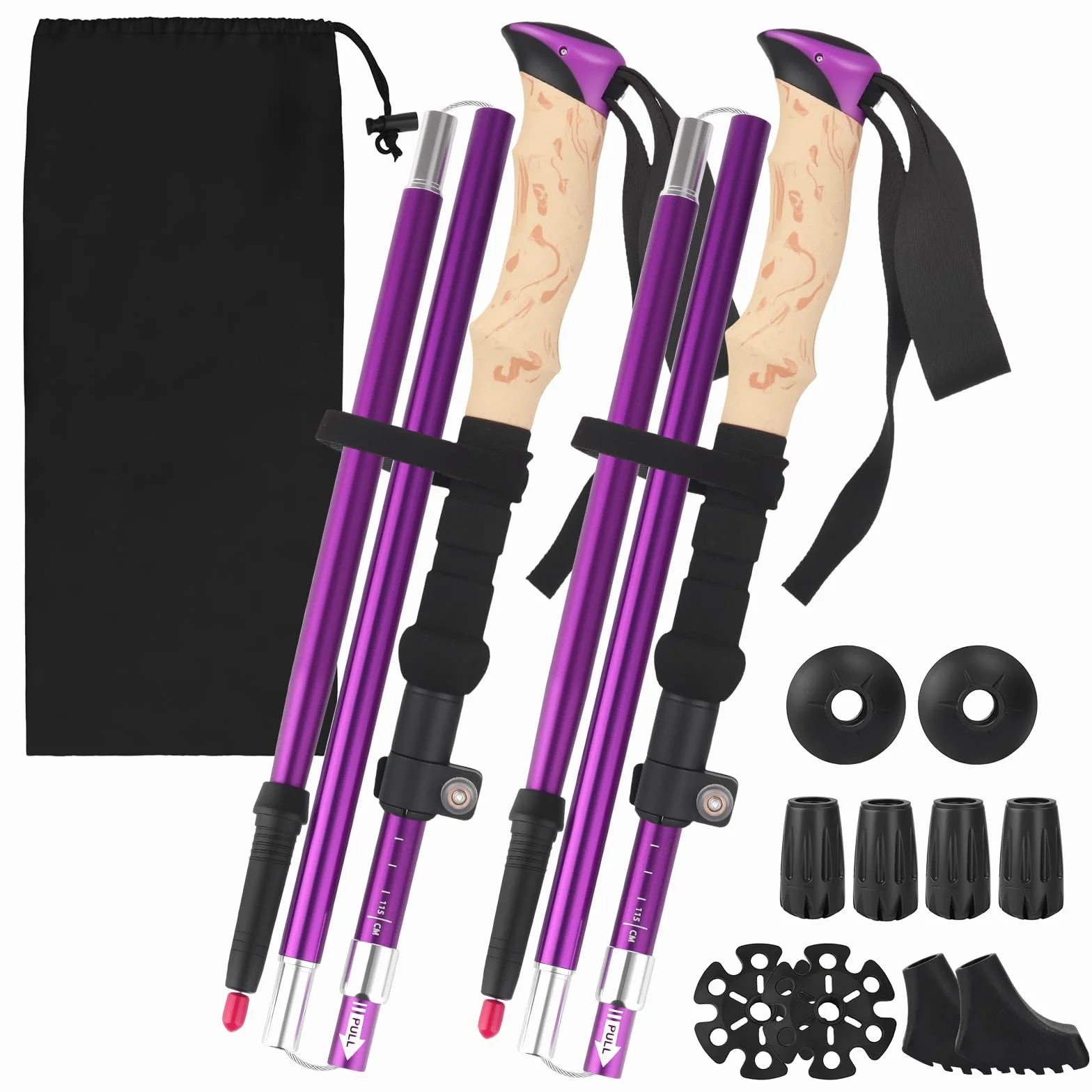 Bastoni da Trekking Alluminio Pieghevoli 115-135 cm Nordic Walking 5 Paia Cuscinetto